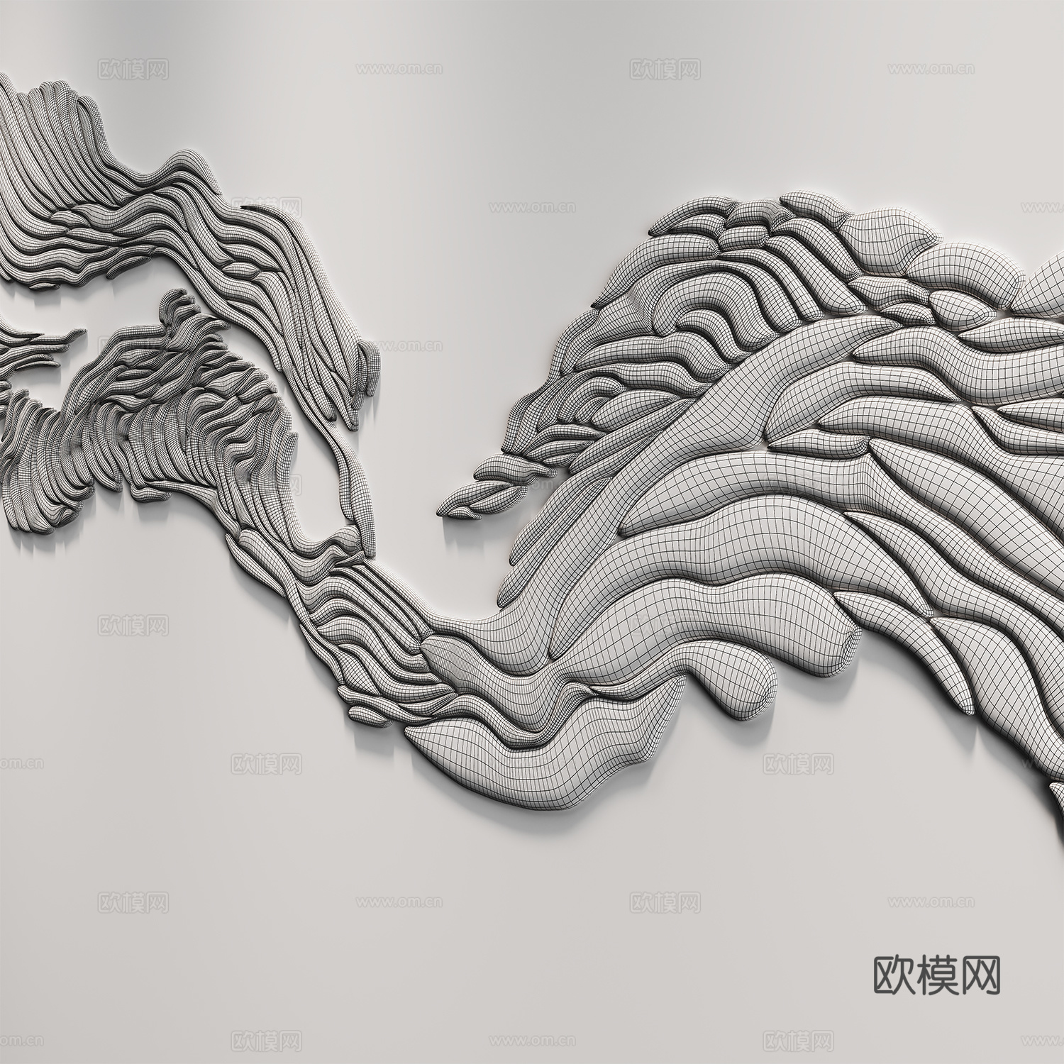 新中式浅浮雕墙饰3d模型