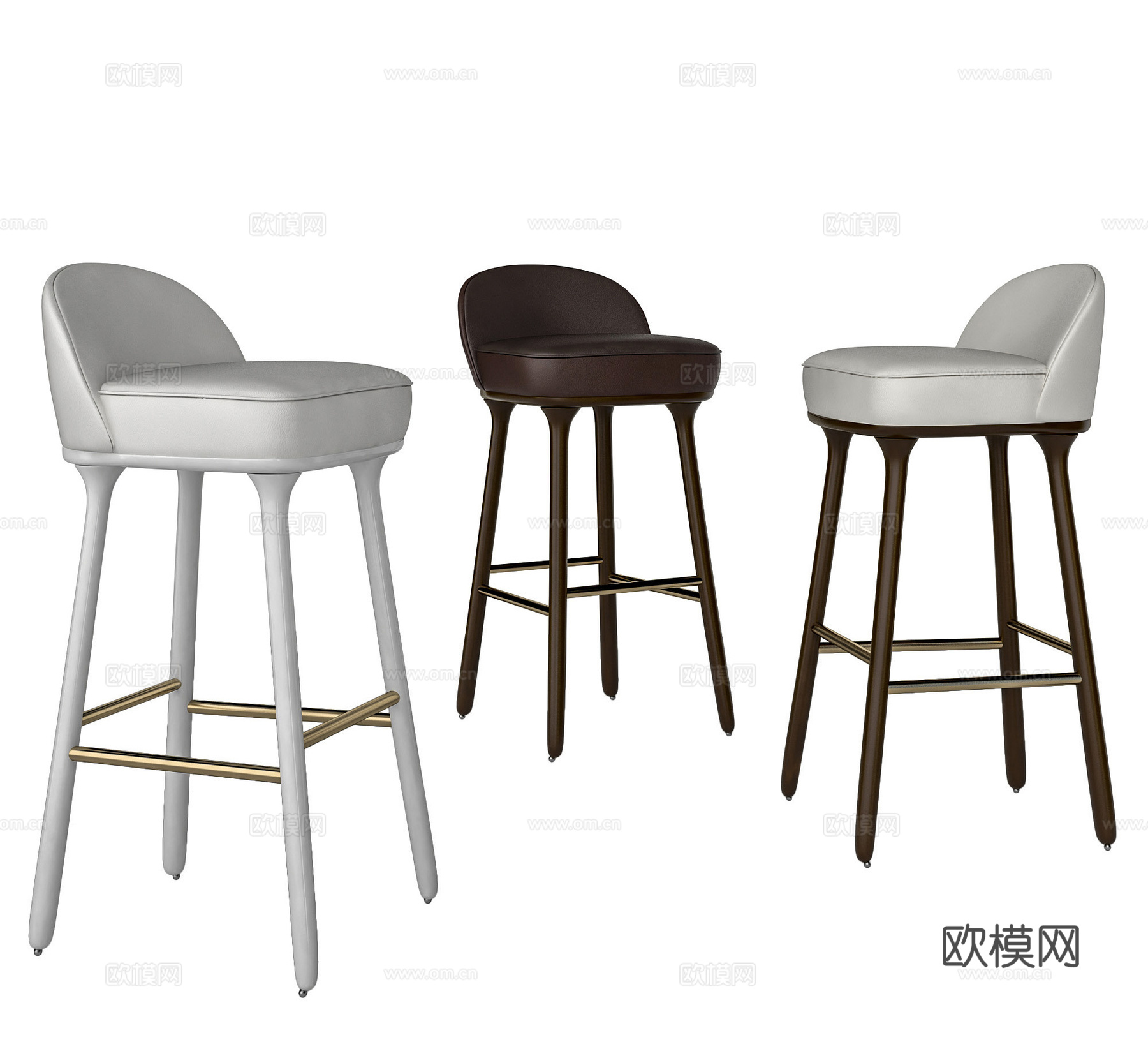 现代吧椅 皮革吧椅 咖啡厅餐厅吧椅3d模型