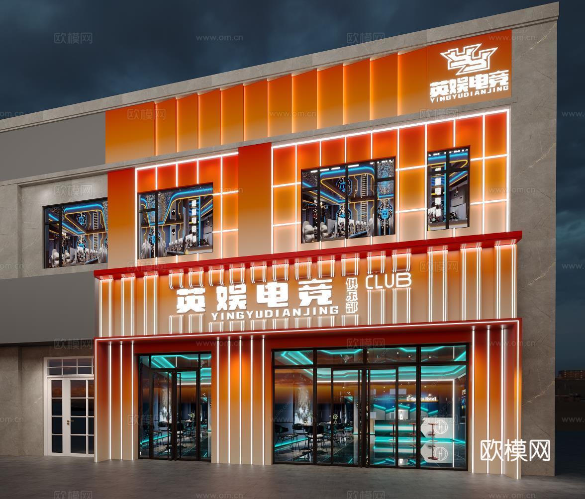 电竞网咖门头3d模型