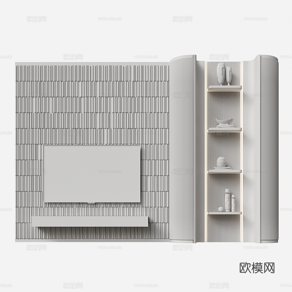 现代轻奢电视背景墙3d模型