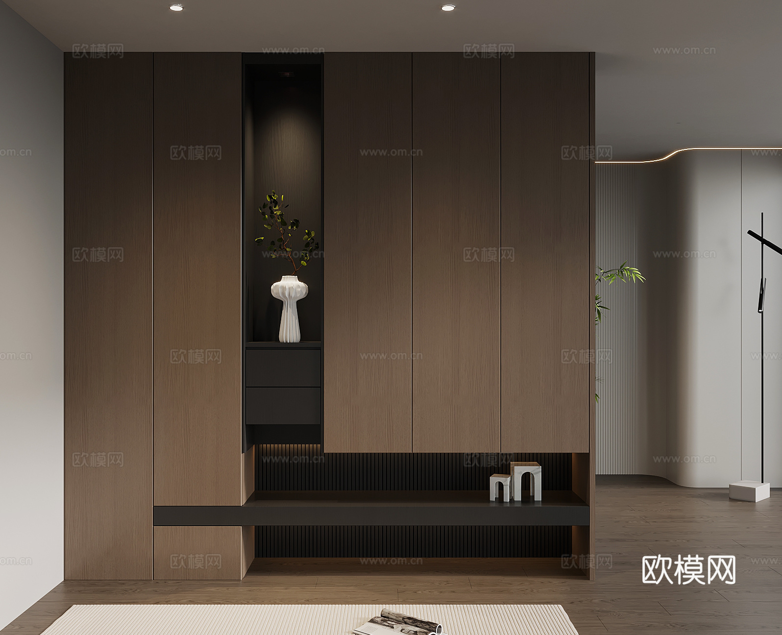 意式极简玄关柜 入户鞋柜 玄关背景3d模型