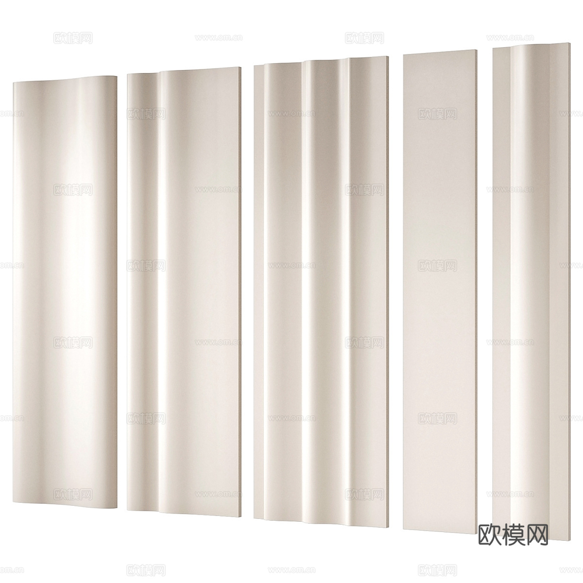 现代轻奢波浪装饰墙板3d模型