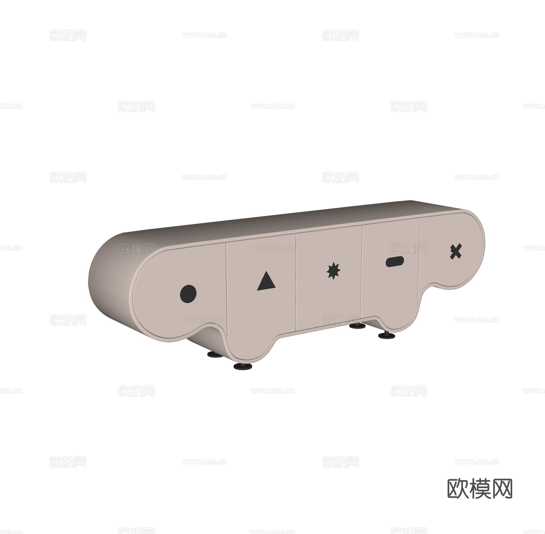 奶油风电视柜 装饰柜 矮柜 边柜su模型