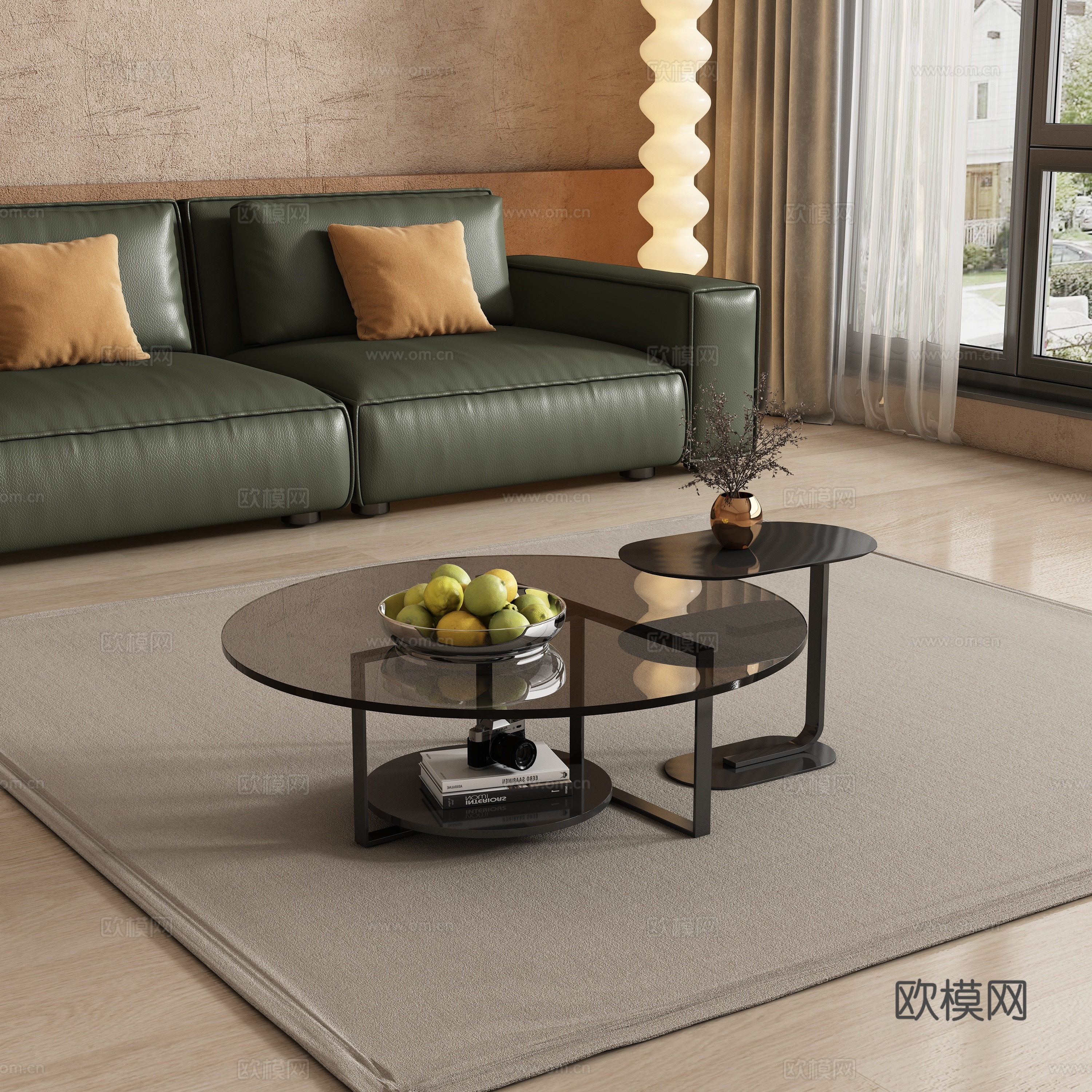现代圆字母茶几3d模型