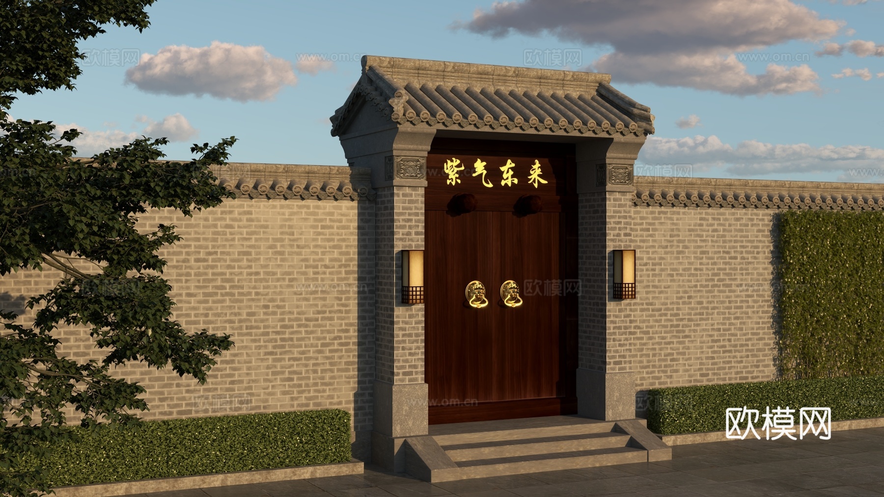 古建西北风格大门建造3d模型