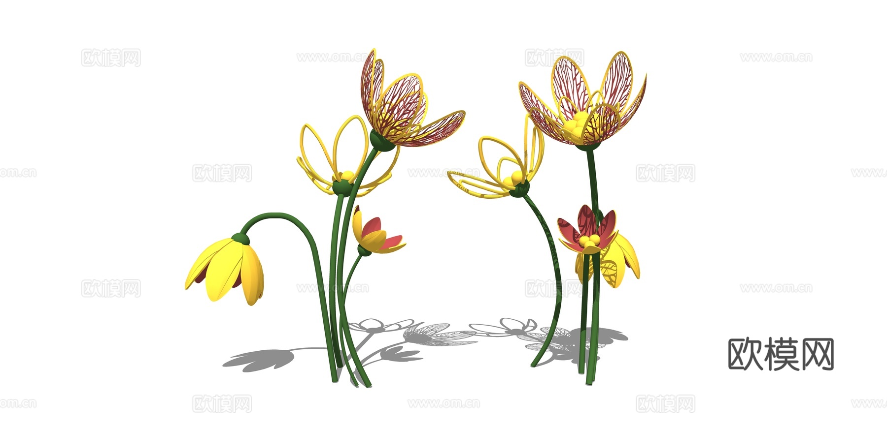 现代向日葵花草su模型下载