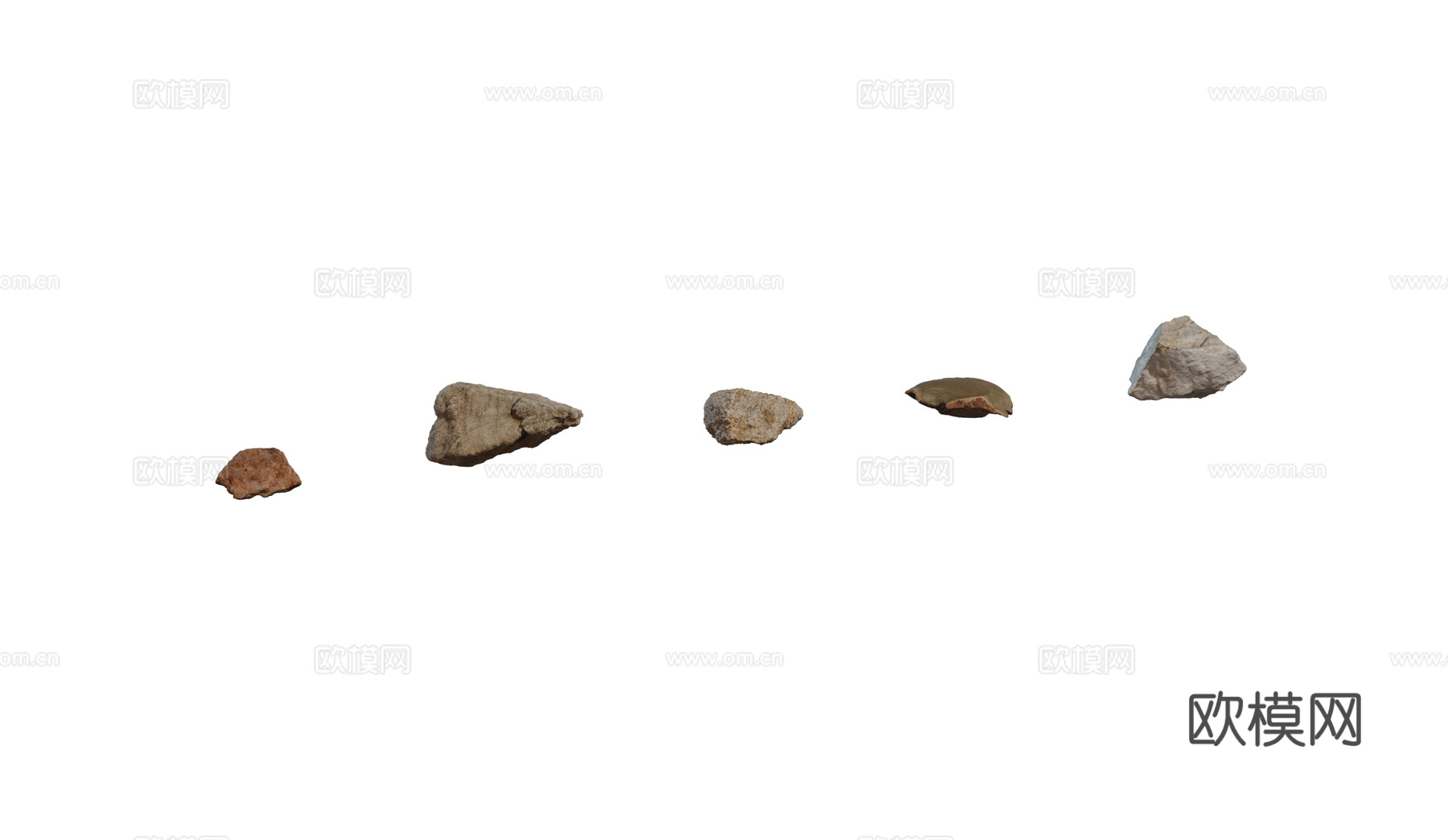 现代石块 山石 造型石 景观石 庭院石 群石 自然风化石头组3d模型