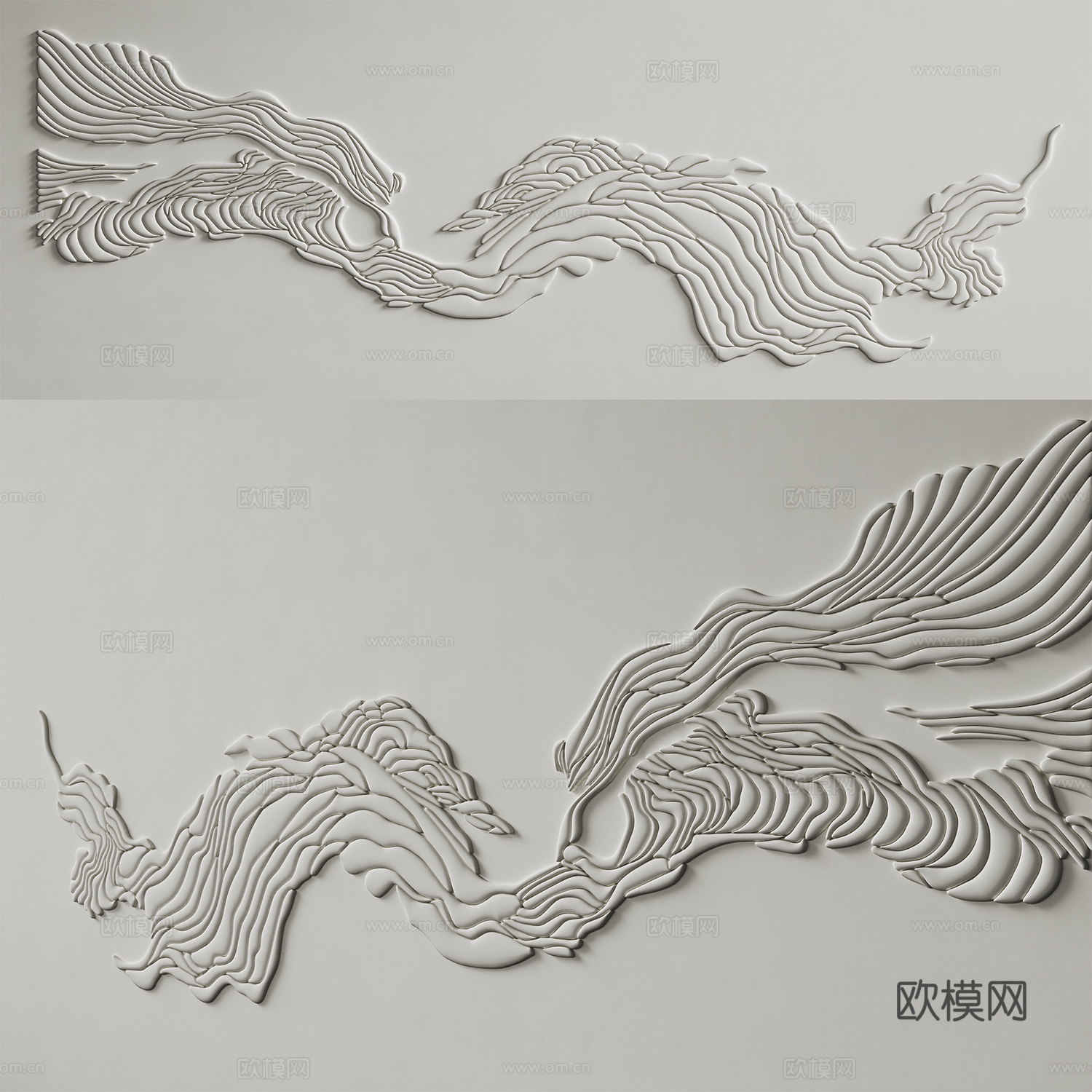 新中式浅浮雕墙饰3d模型