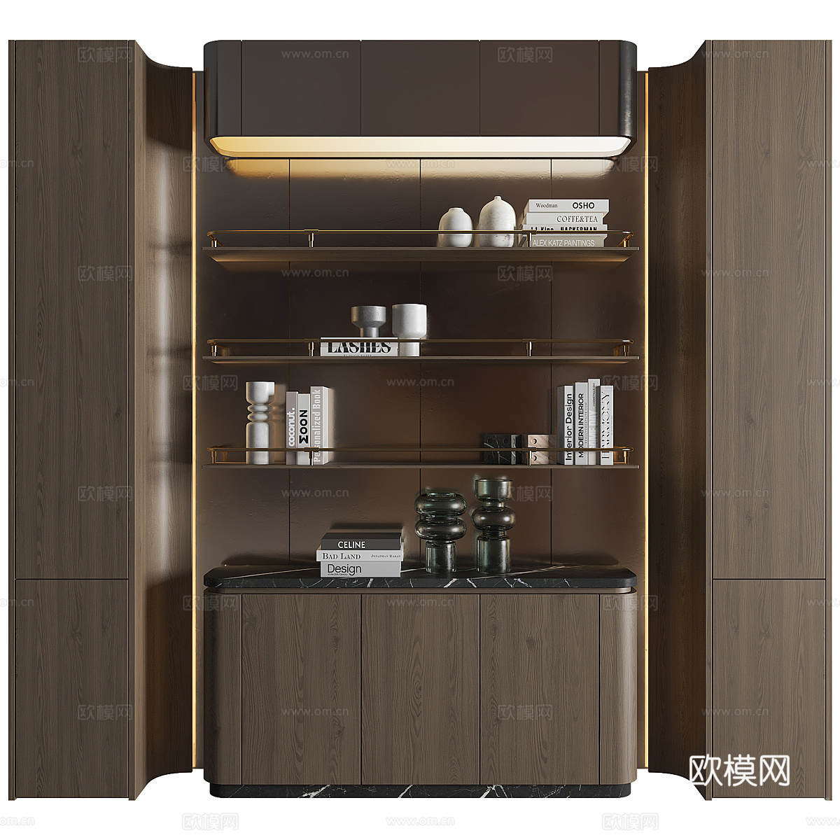 新中式轻奢装饰柜 书柜 装饰架3d模型