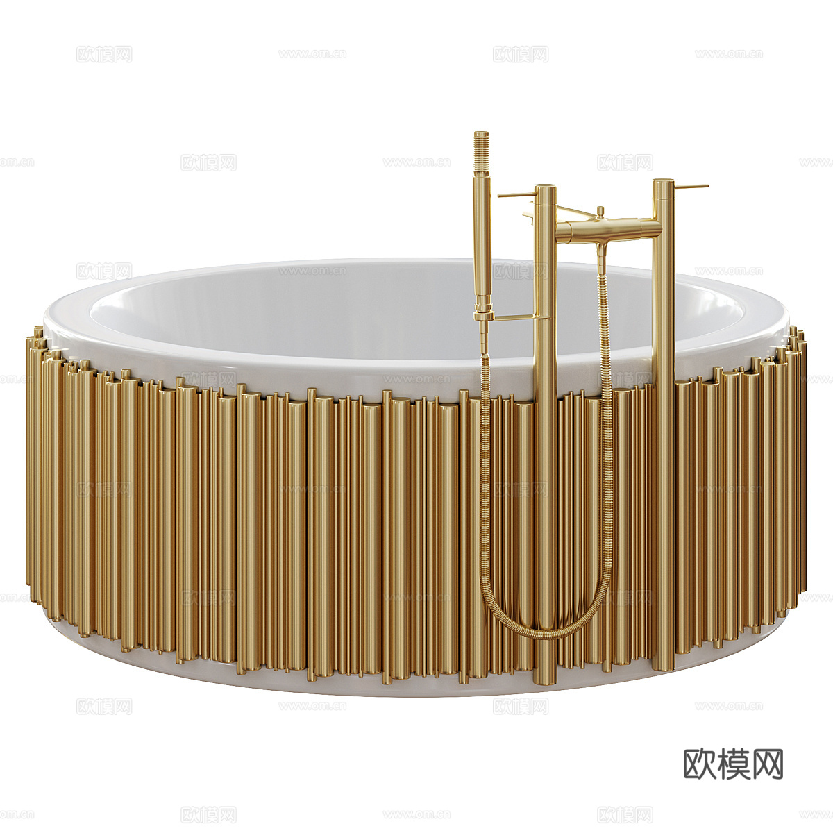 现代轻奢圆形浴缸3d模型