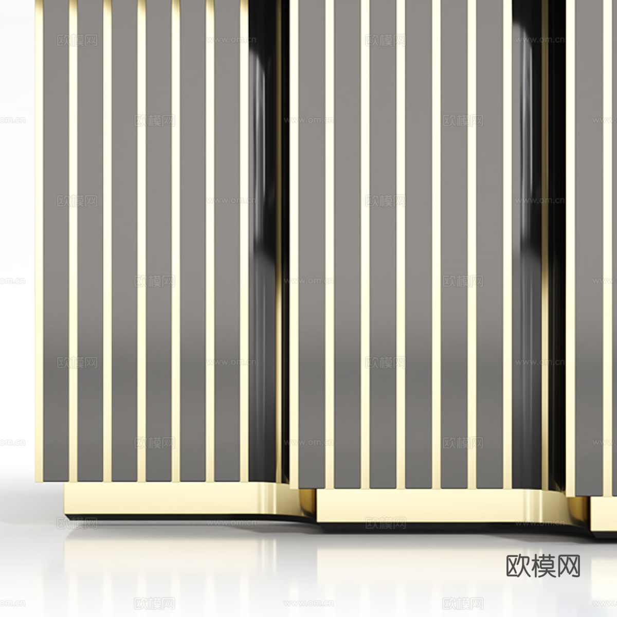 现代意式轻奢金属玻璃餐桌3d模型