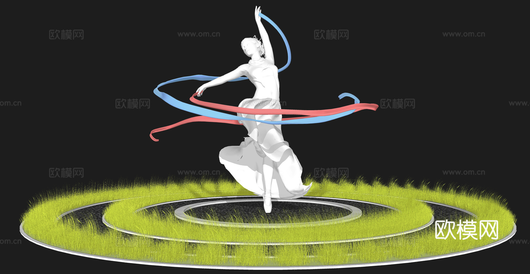 现代舞女雕塑小品su模型下载