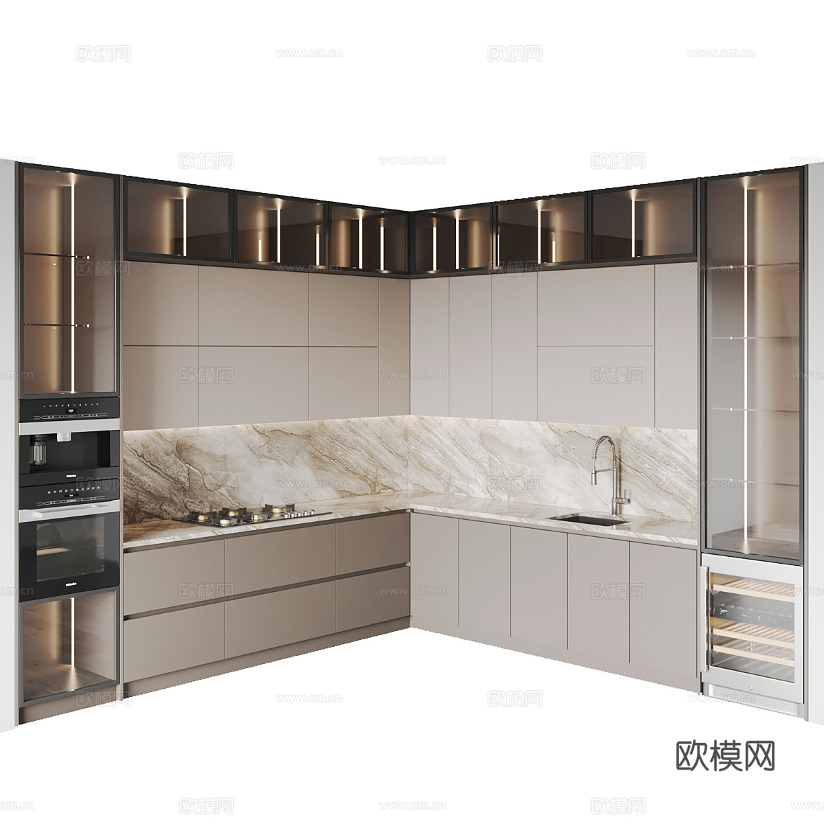 现代意式极简橱柜3d模型