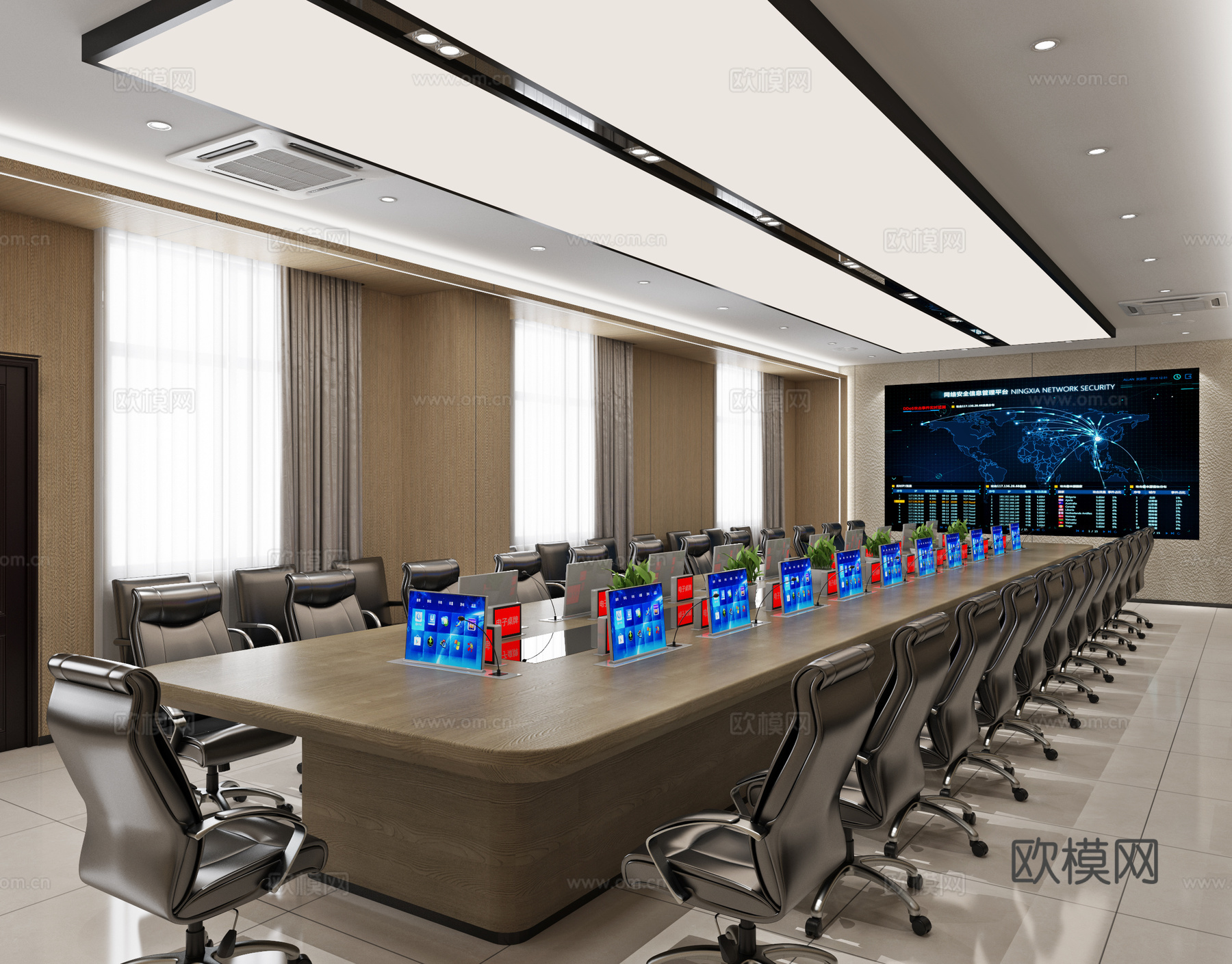 会议室 无纸化会议室 多功能会议室 培训室 会议桌椅3d模型