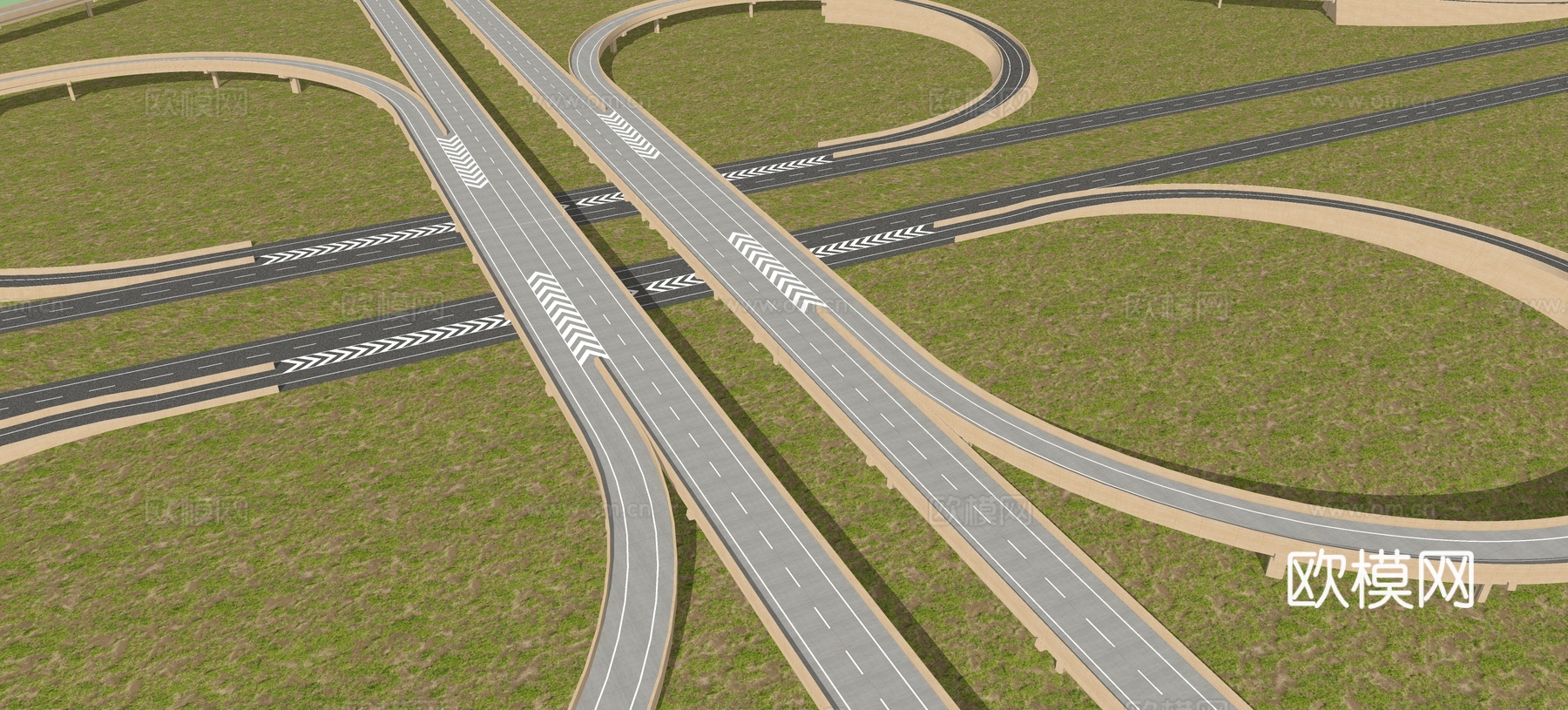 现代高架桥公路su模型下载