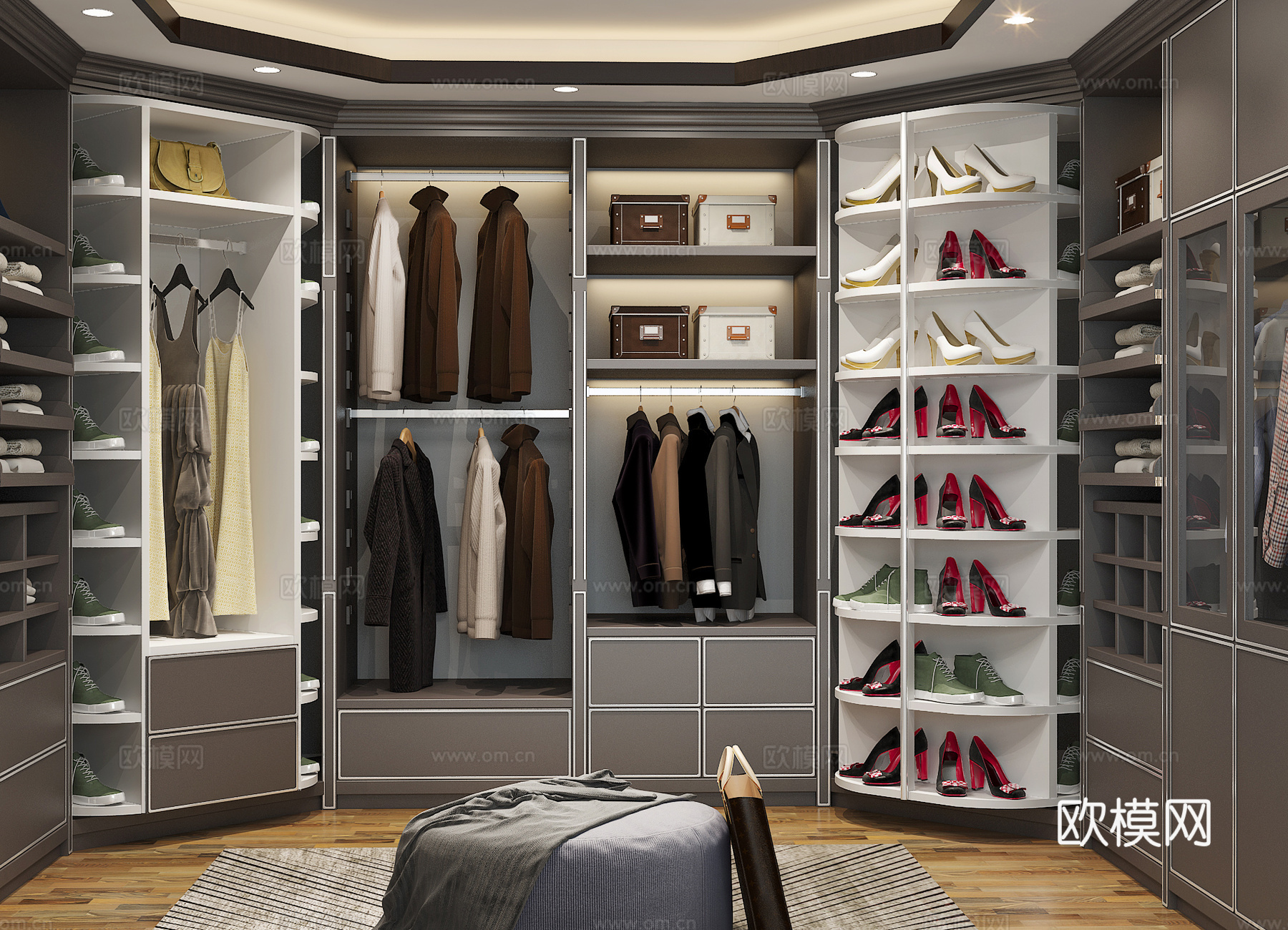 现代衣帽间  衣柜3d模型