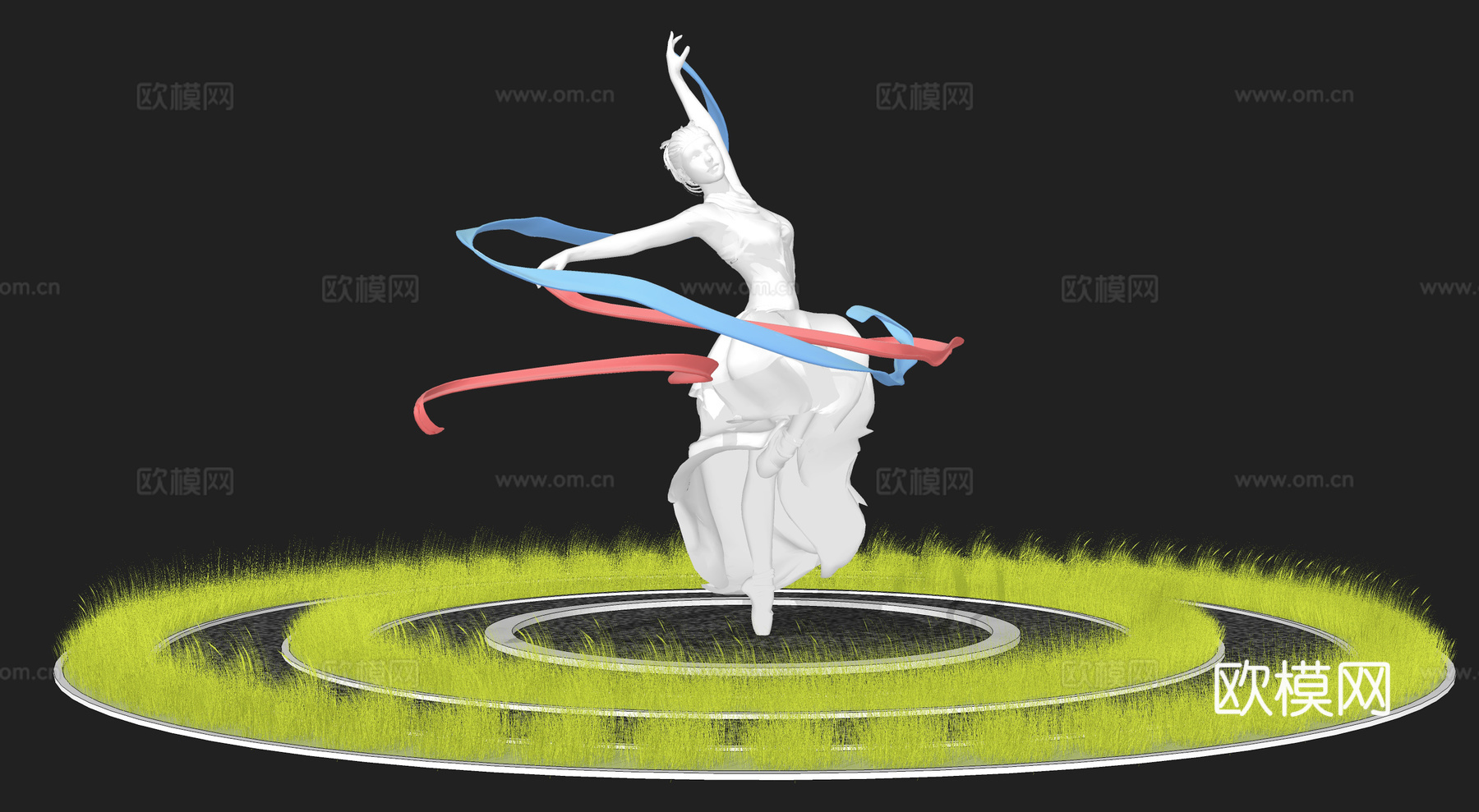 现代舞女雕塑小品su模型下载