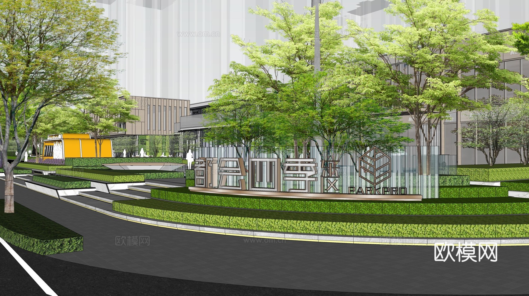 现代沿街商业建筑su模型下载
