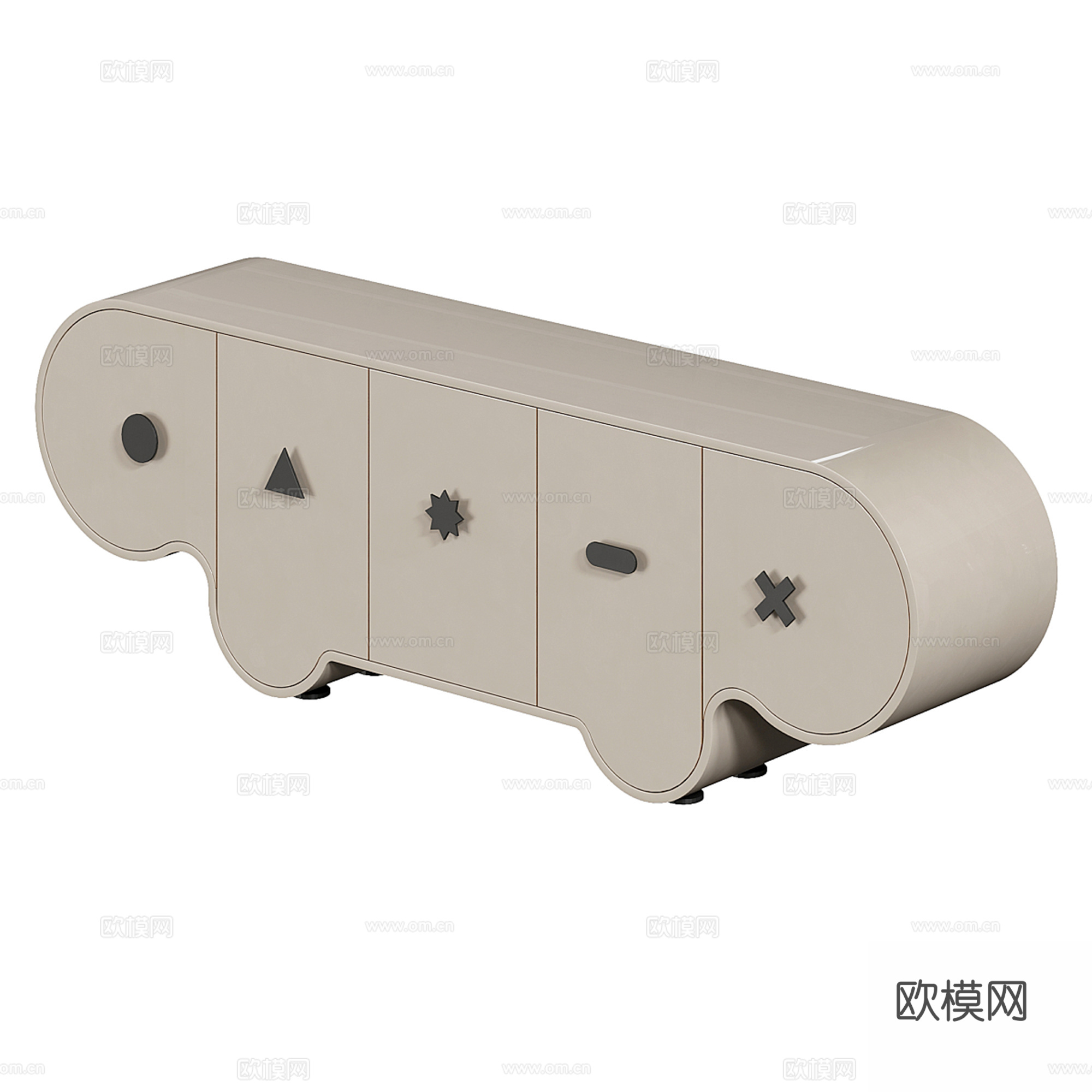 奶油风电视柜 装饰柜 矮柜 边柜3d模型
