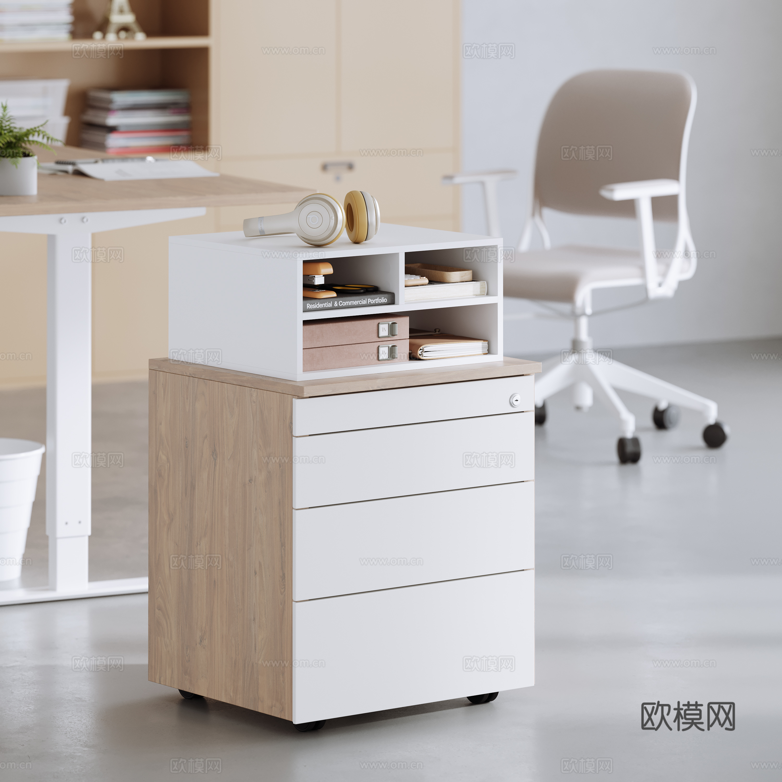 现代文件柜3D模型下载