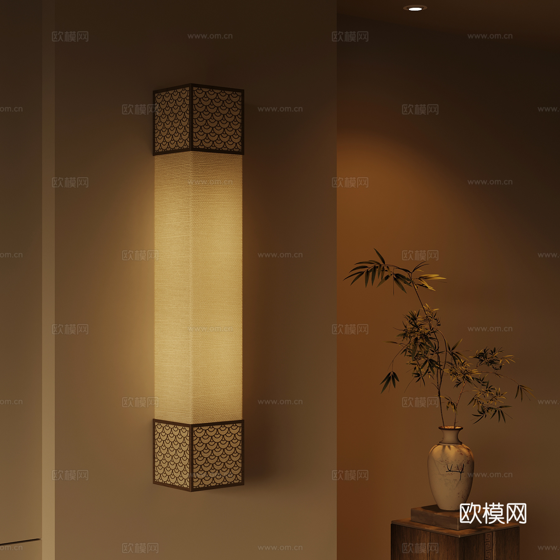 新中式壁灯su模型