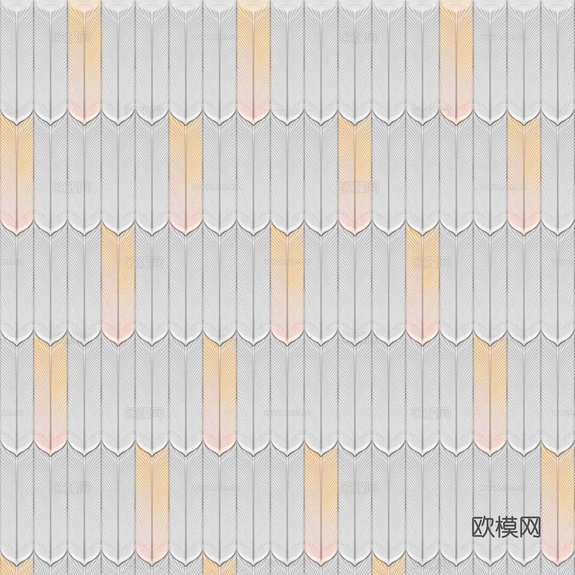 孔雀羽白橙撞色羽毛砖