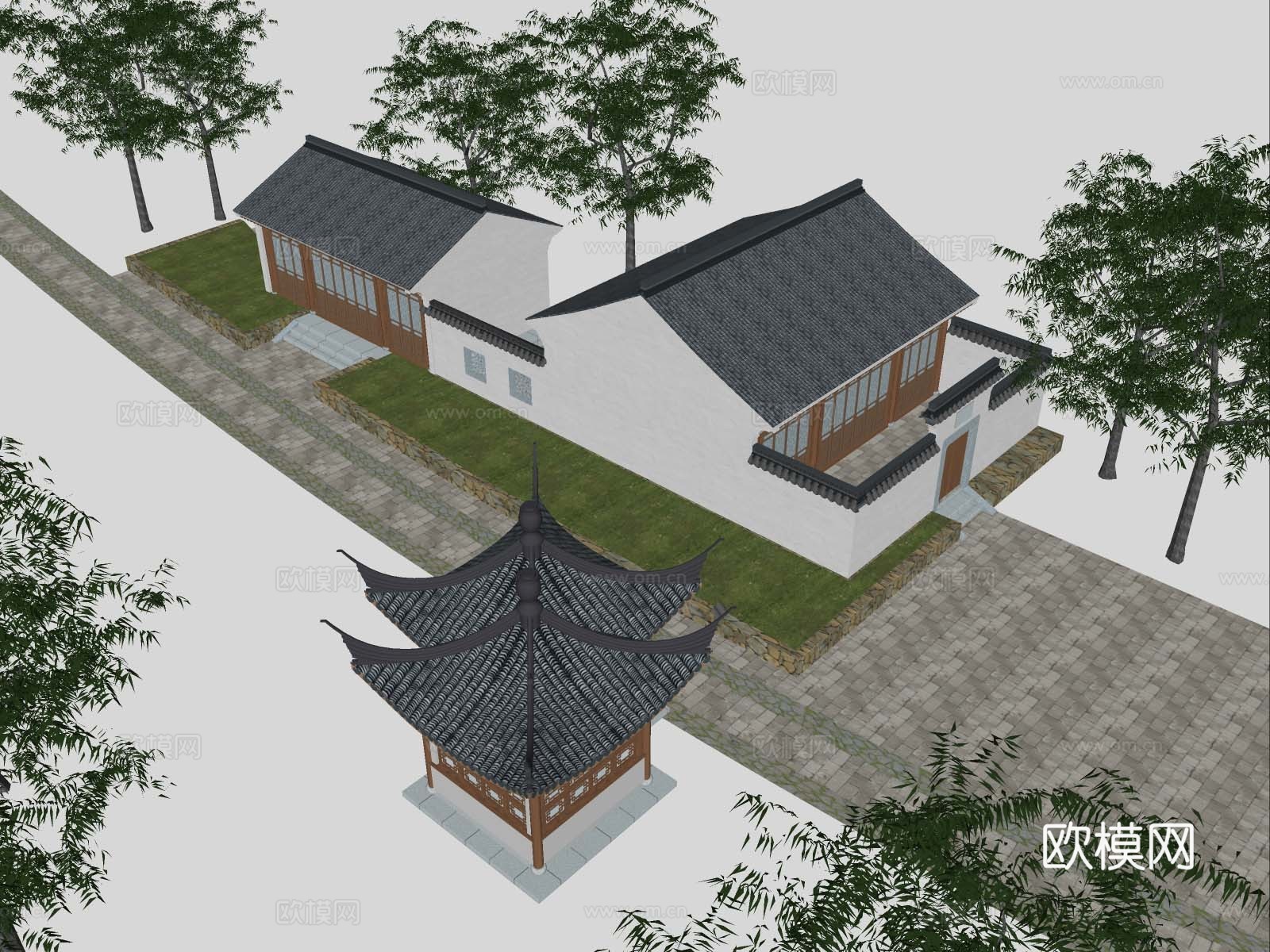 中式民居 古建民房su模型