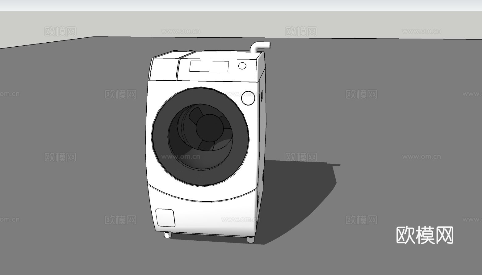 现代滚筒式洗衣机su模型下载