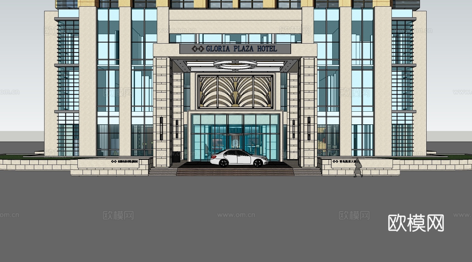 现代酒店大堂su模型下载