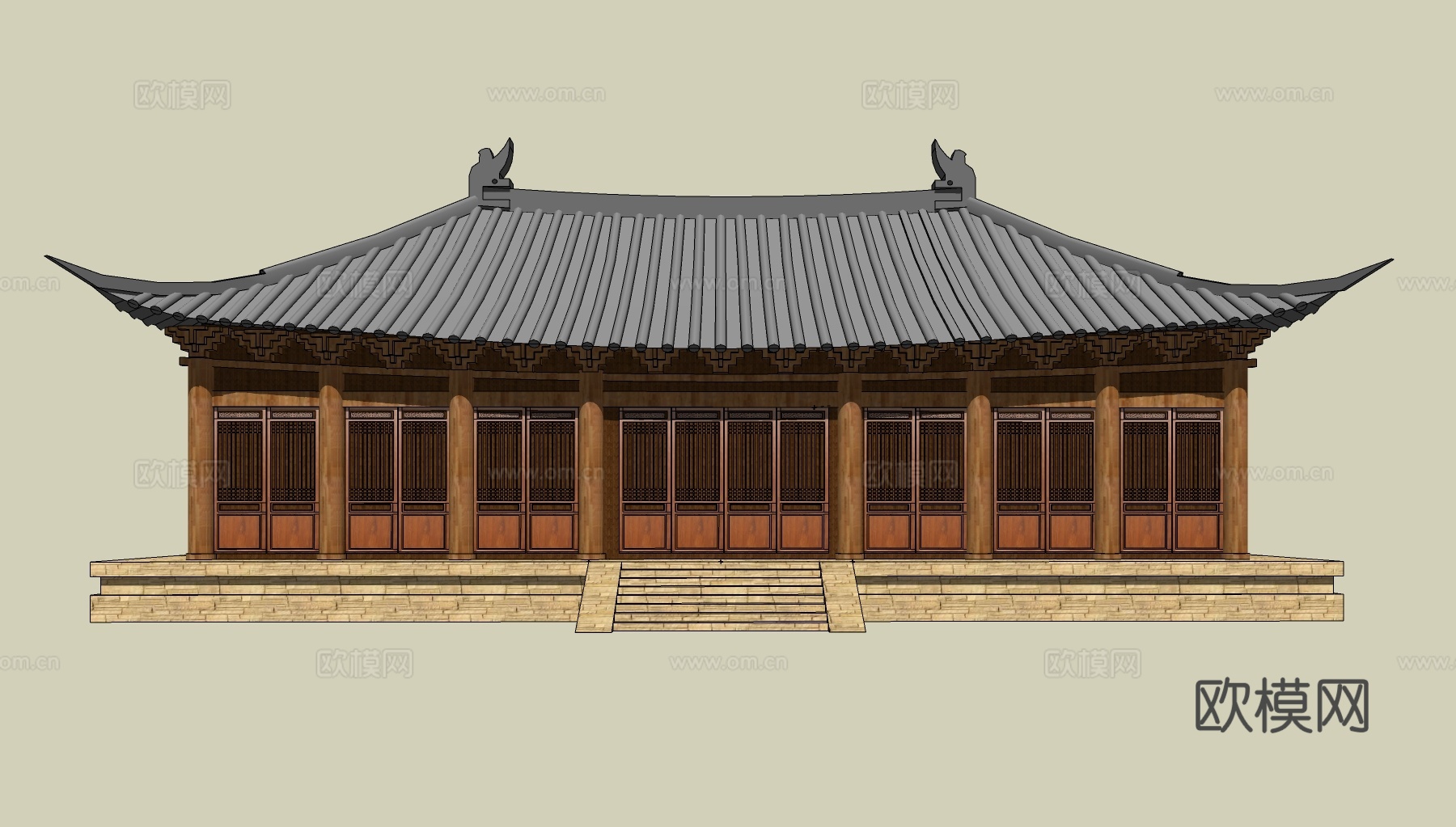 中式古建民房su模型下载