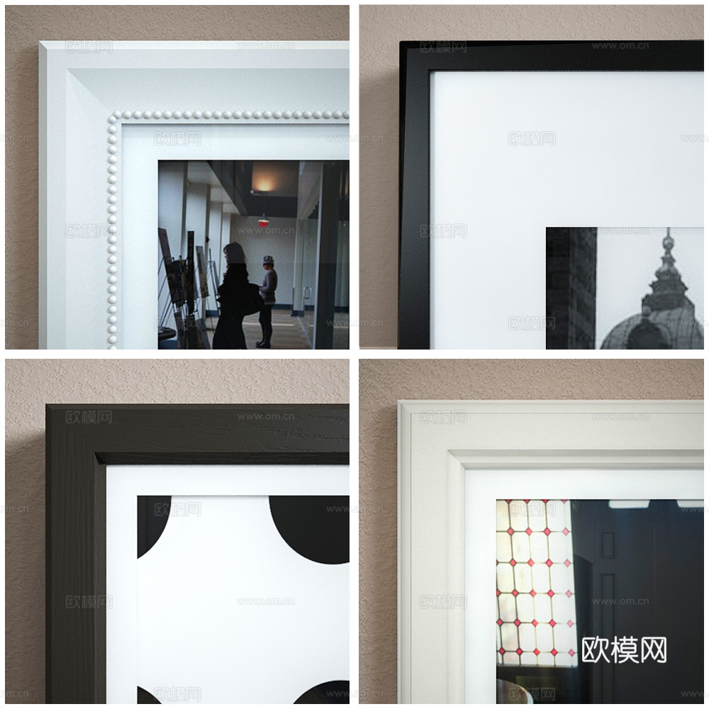 现代挂画 组合画 装饰画 照片墙3d模型
