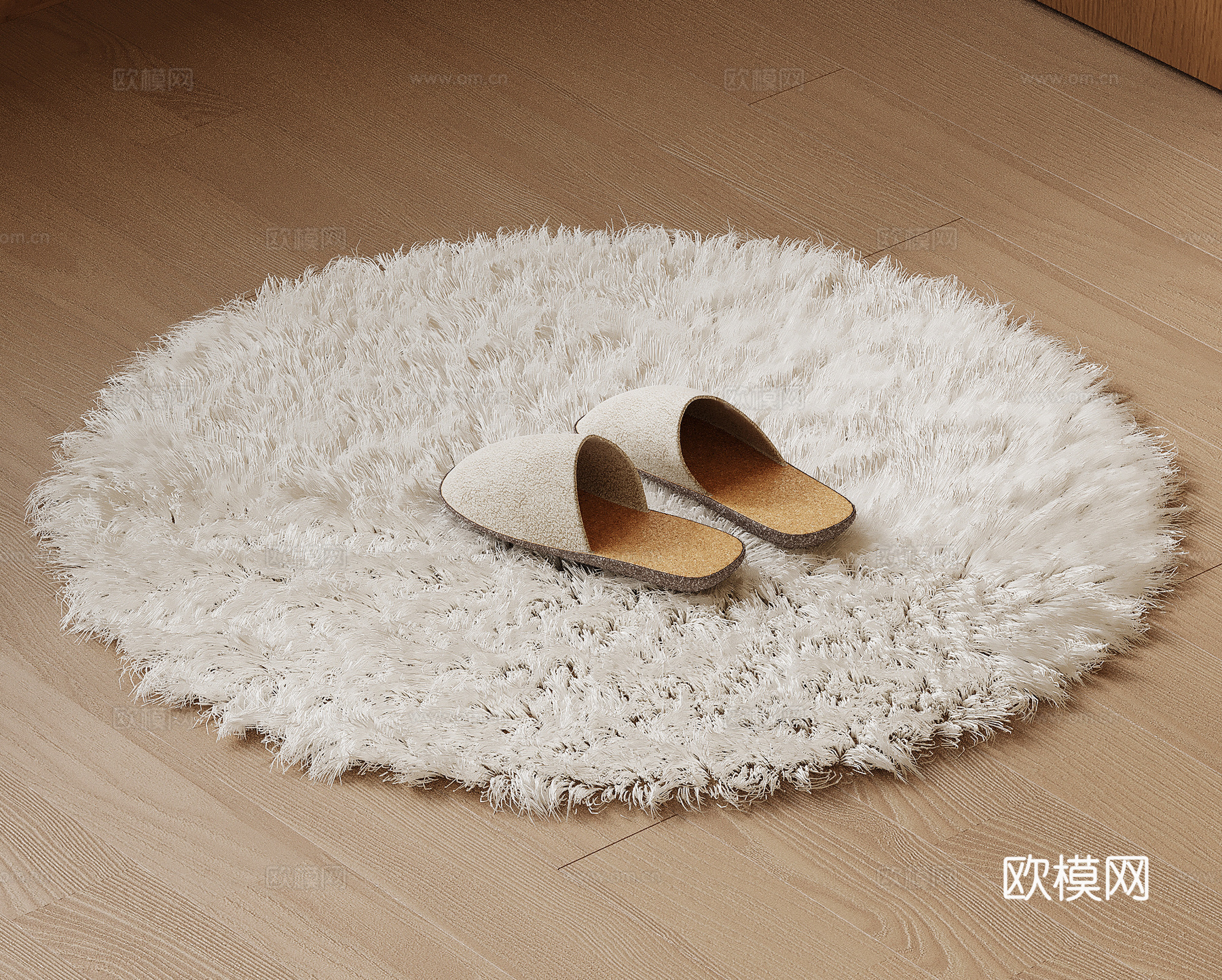 现代毛发地毯su模型