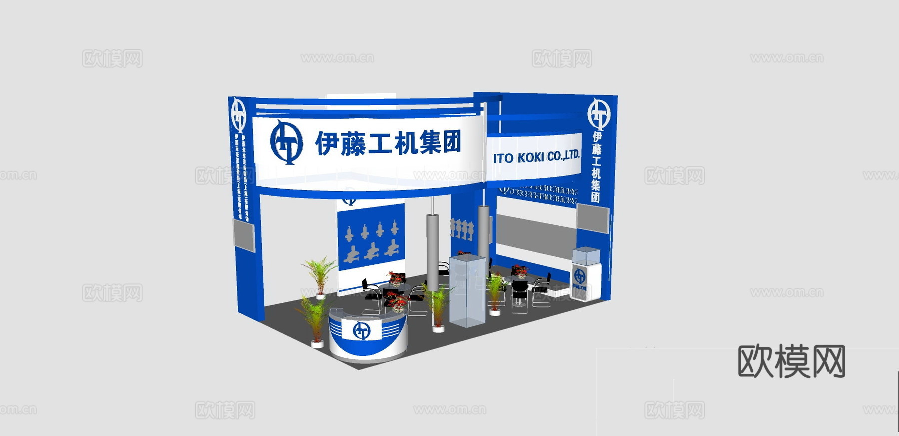 现代企业展厅su模型下载