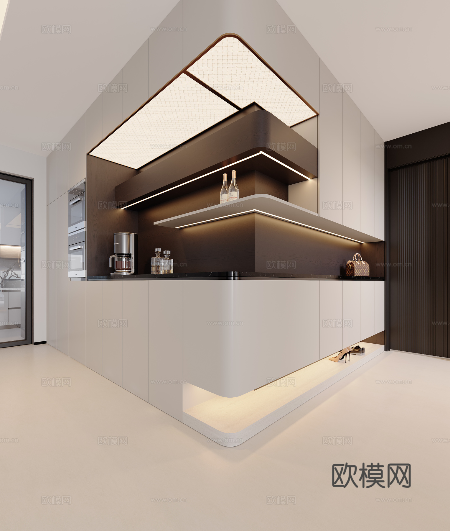 现代 极简 转角 酒水柜 鞋柜3d模型