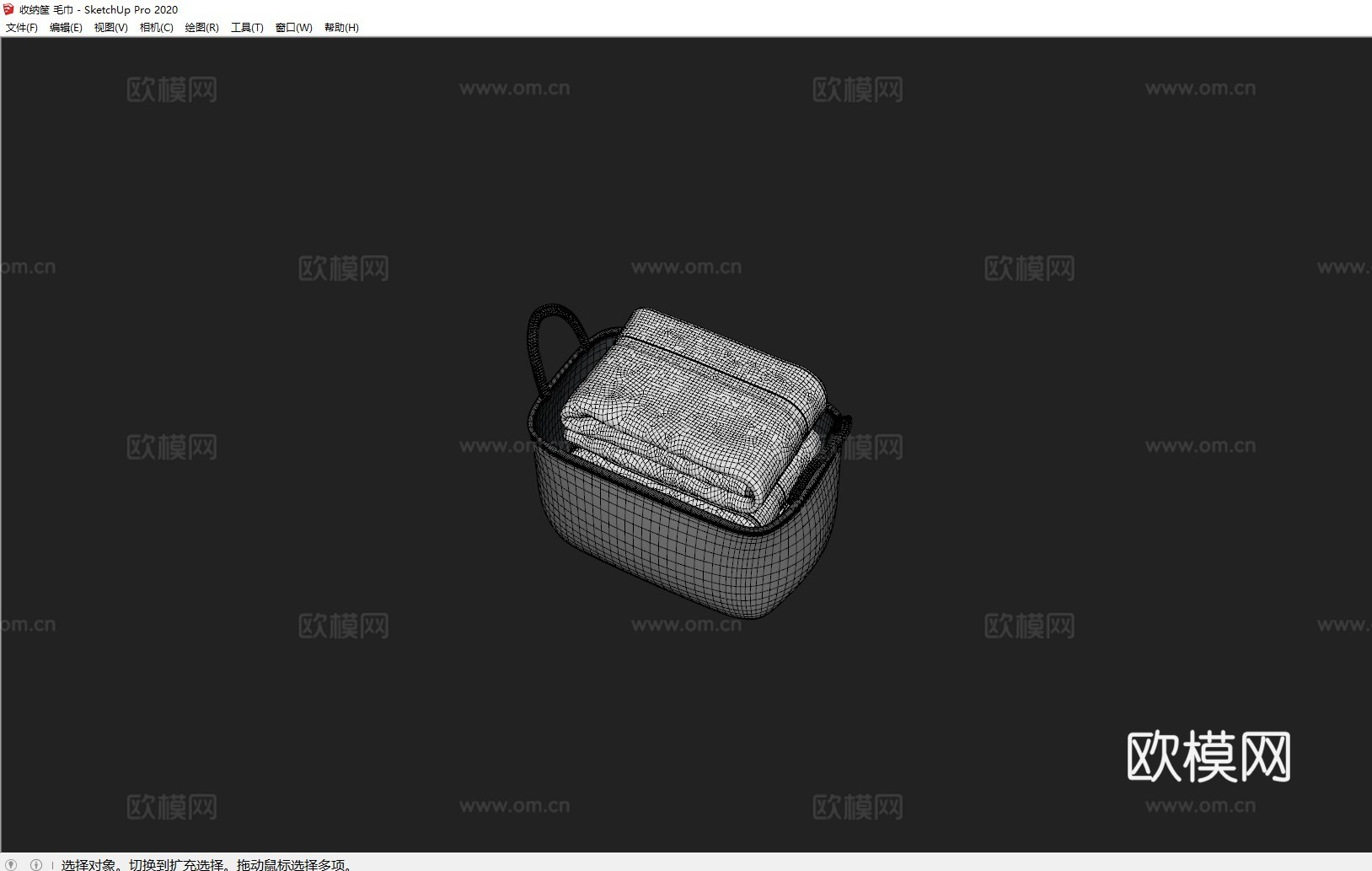 收纳筐 毛巾su模型