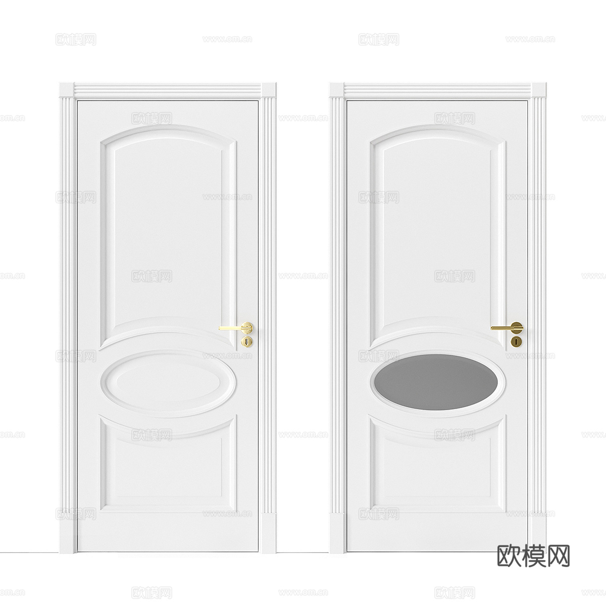 法式简约房间门 门 简约房间门 入户门 单开门 卧室门3d模型