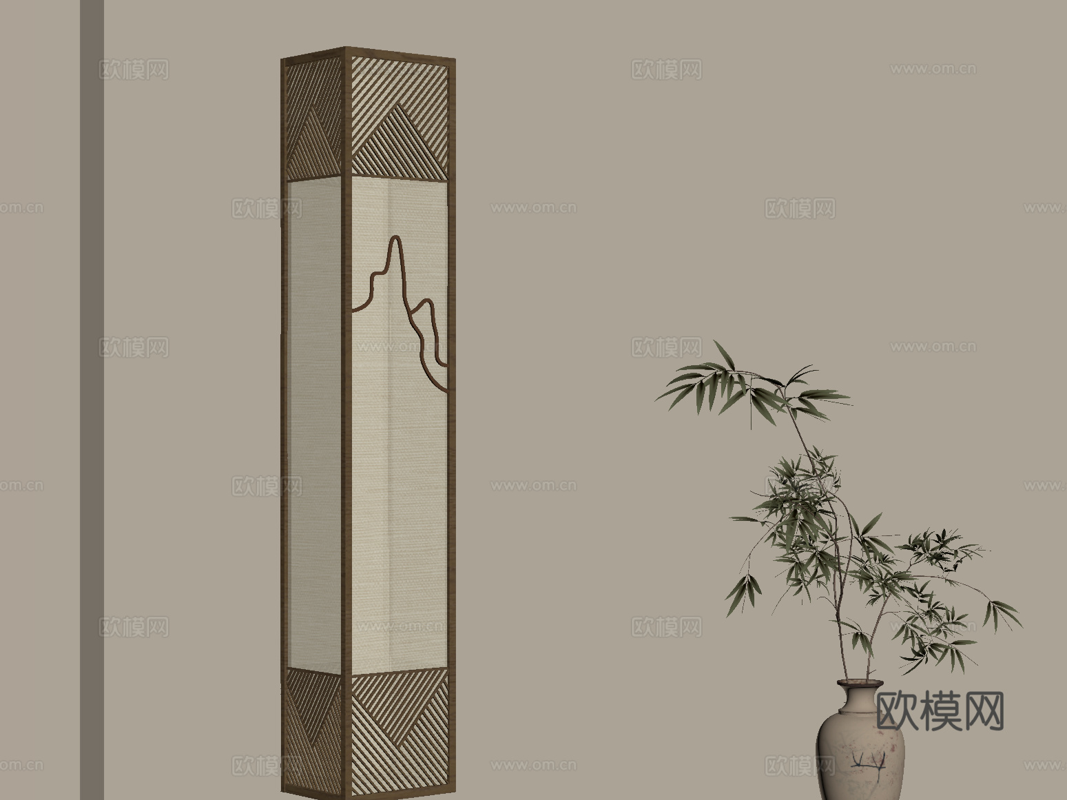 新中式壁灯su模型