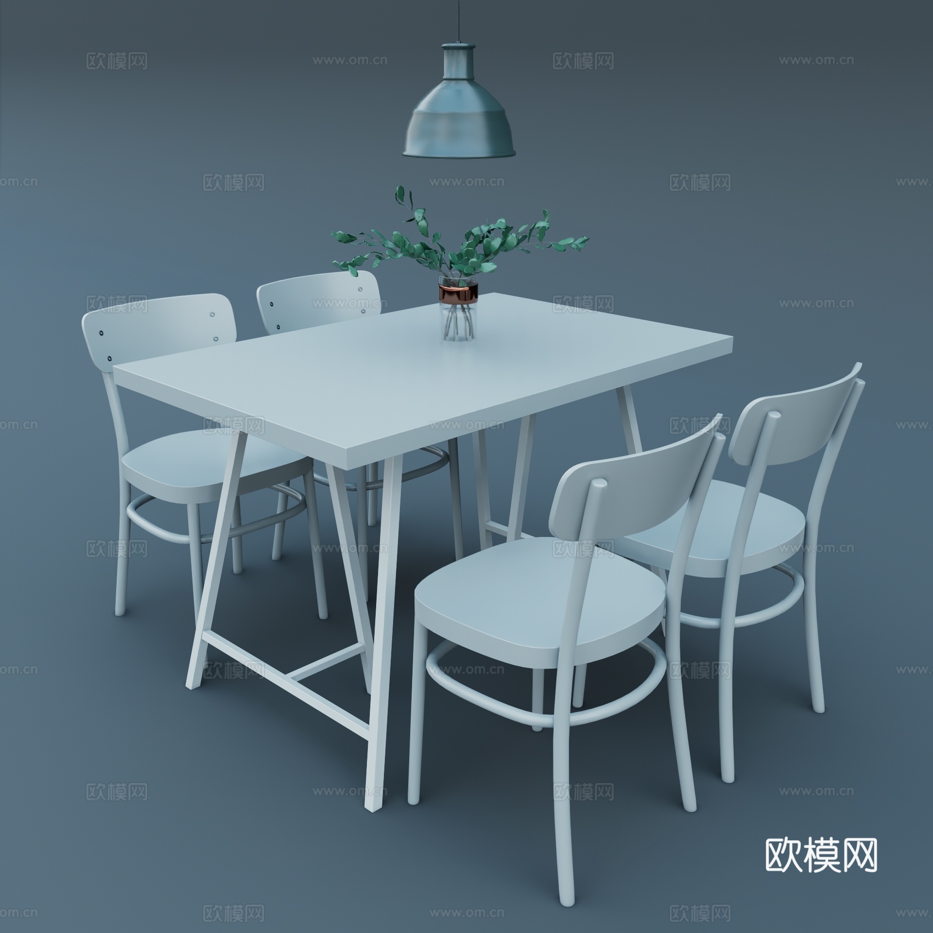 现代餐桌椅su模型下载