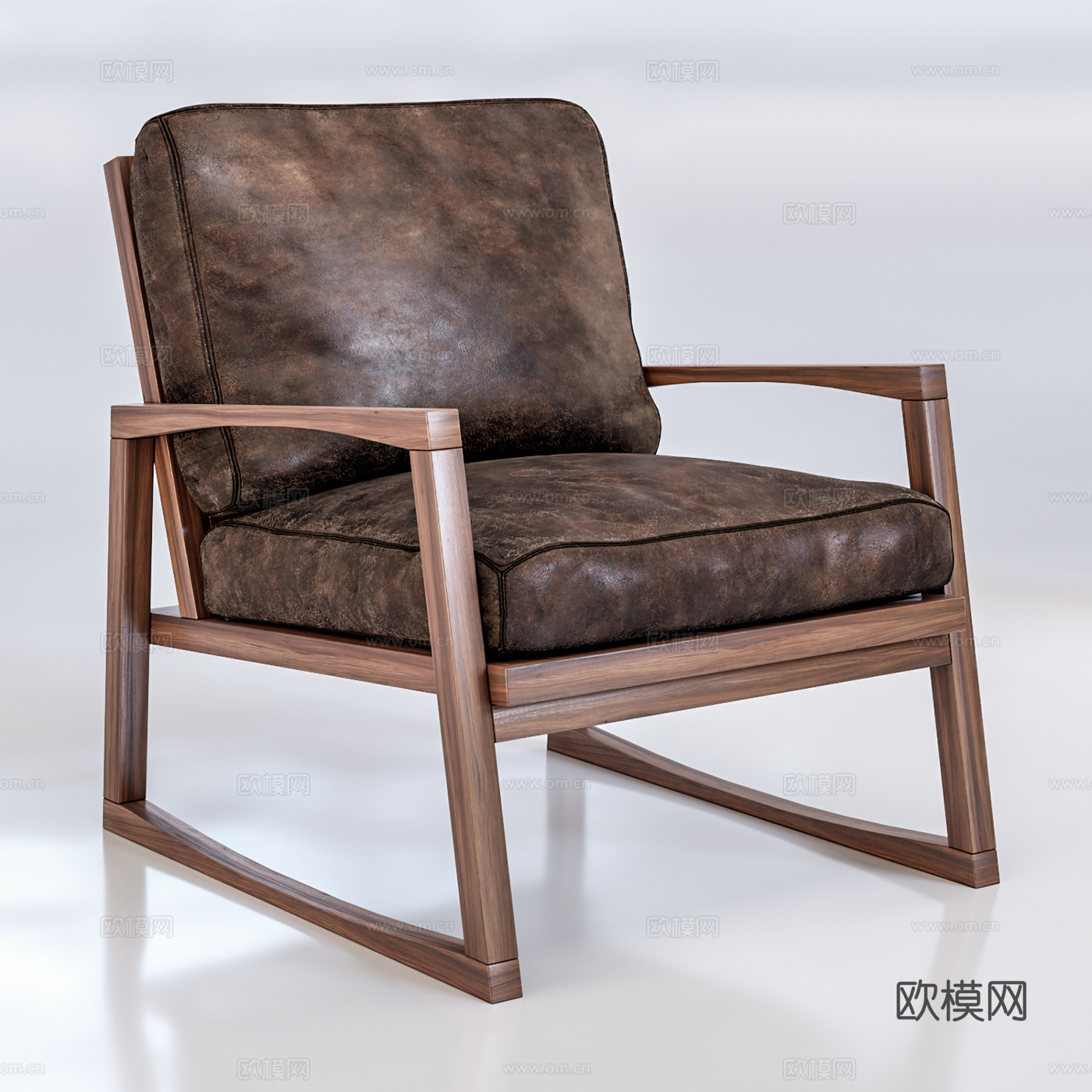 中古风皮革休闲椅 单椅 书椅3d模型