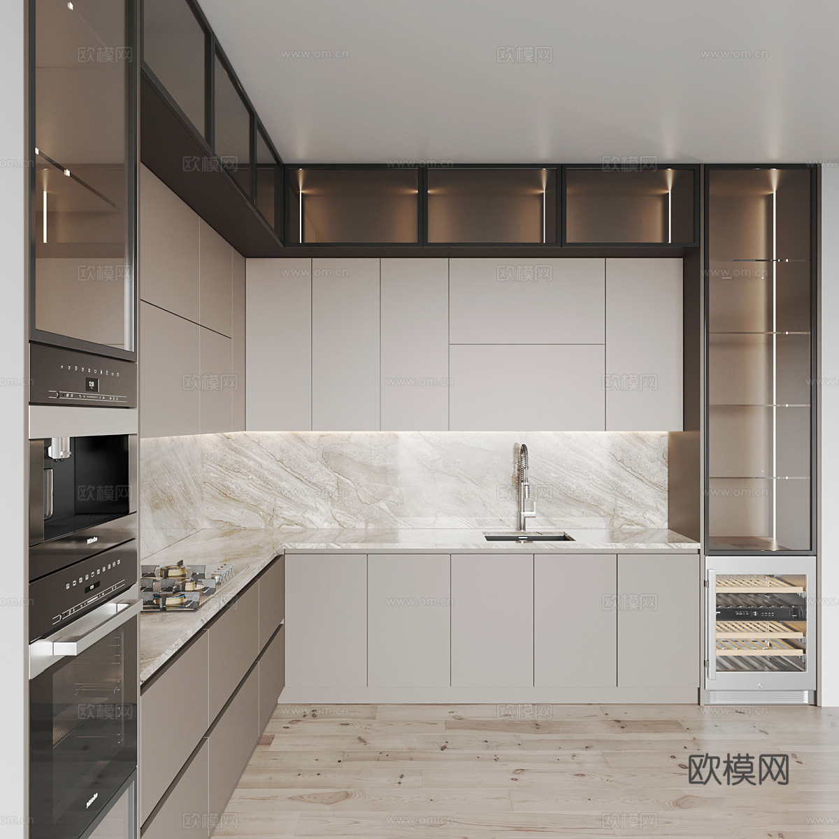 现代意式极简橱柜3d模型