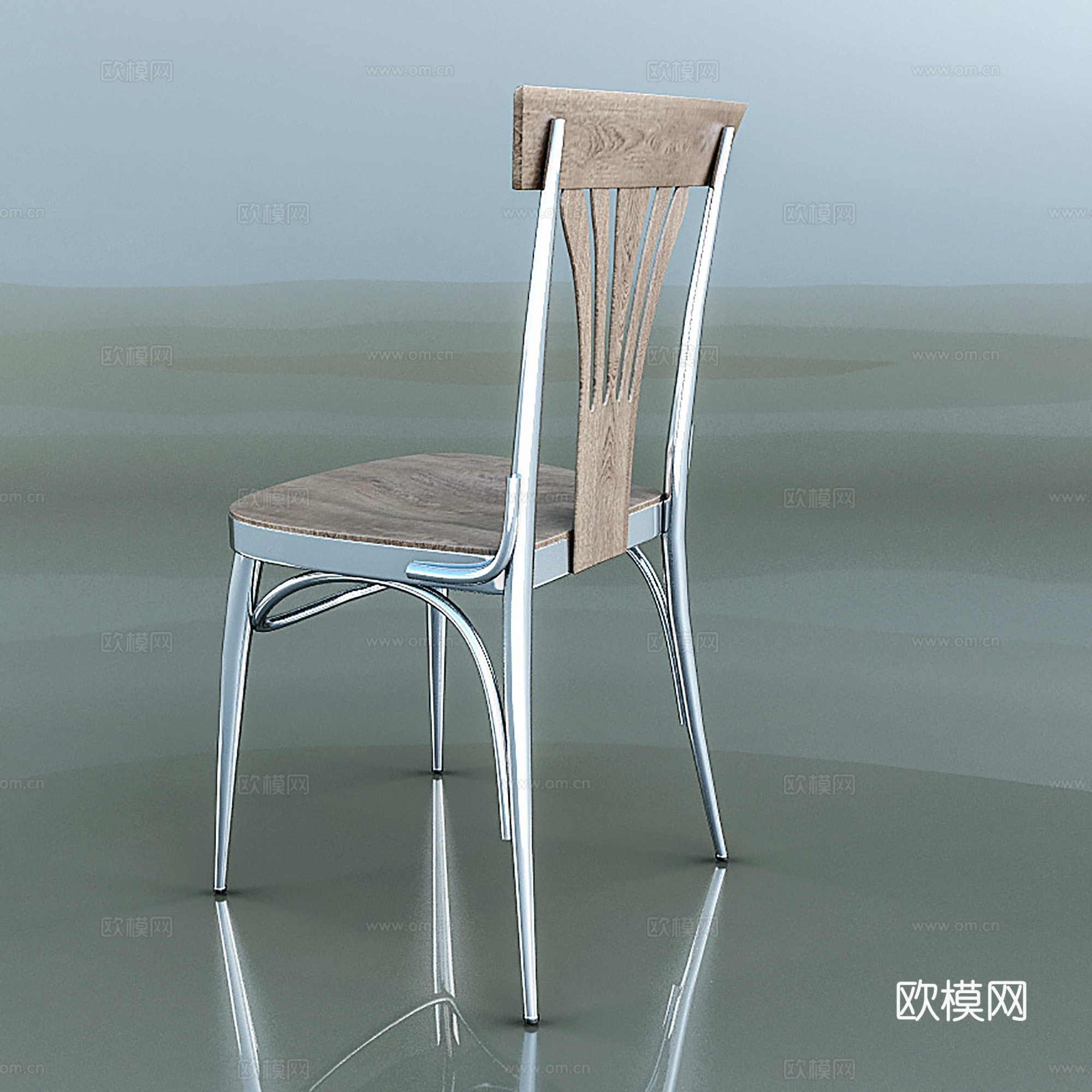 工业风休闲椅 木椅 餐椅 单椅3d模型