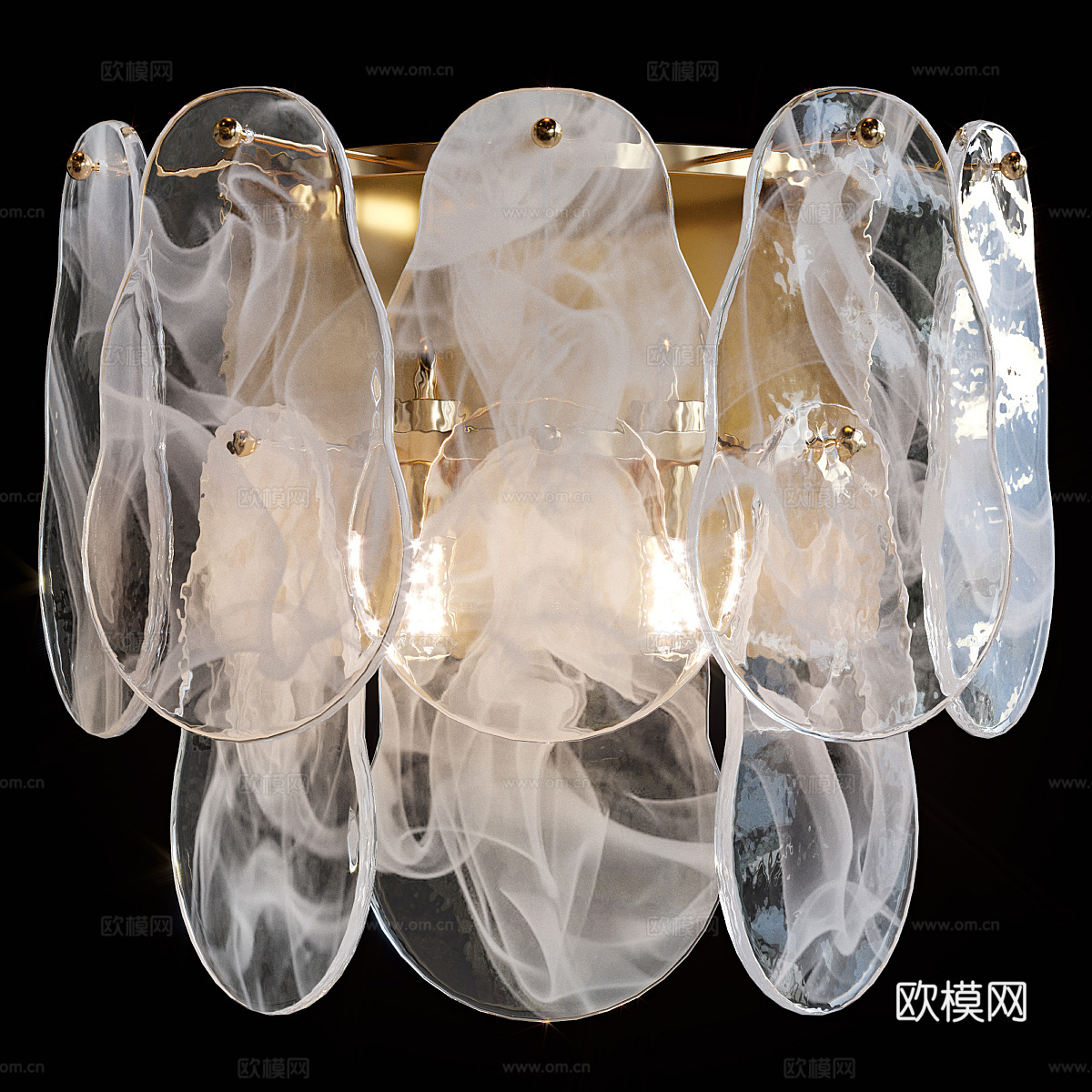 现代轻奢金属玻璃装饰壁灯3d模型