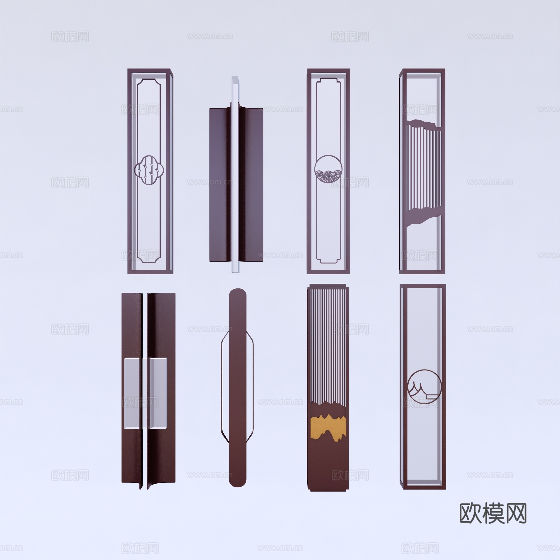 新中式金属壁灯su模型下载