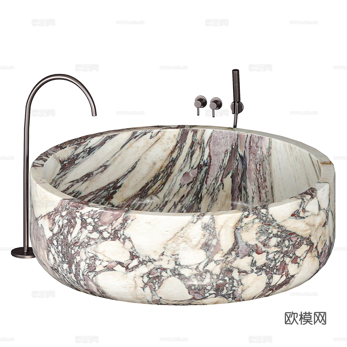 现代意式大理石圆形浴缸3d模型