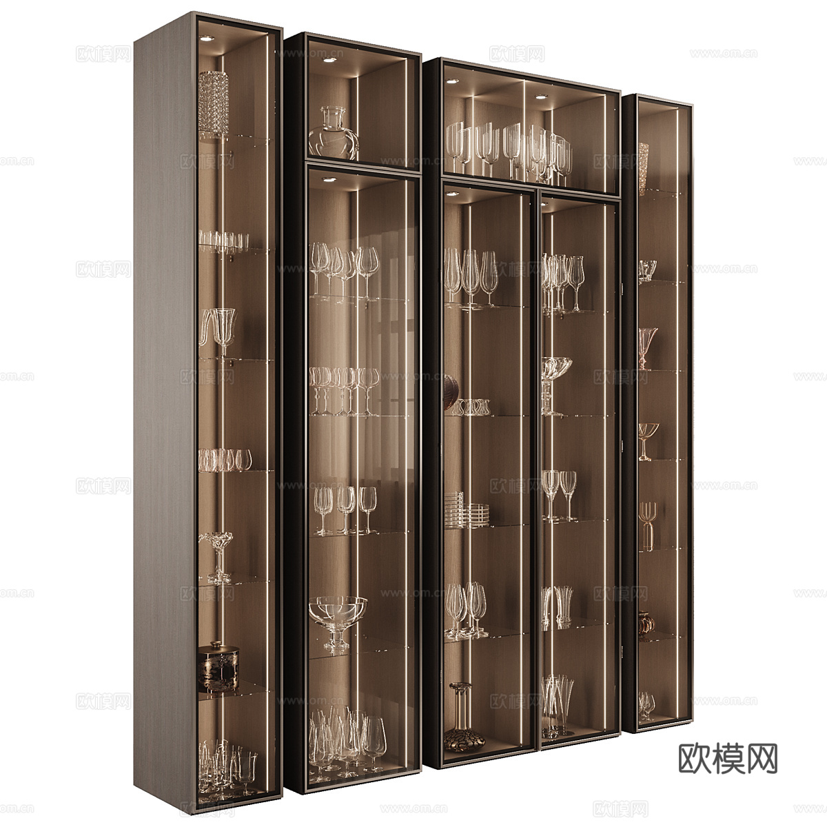 现代轻奢极简玻璃酒柜3d模型