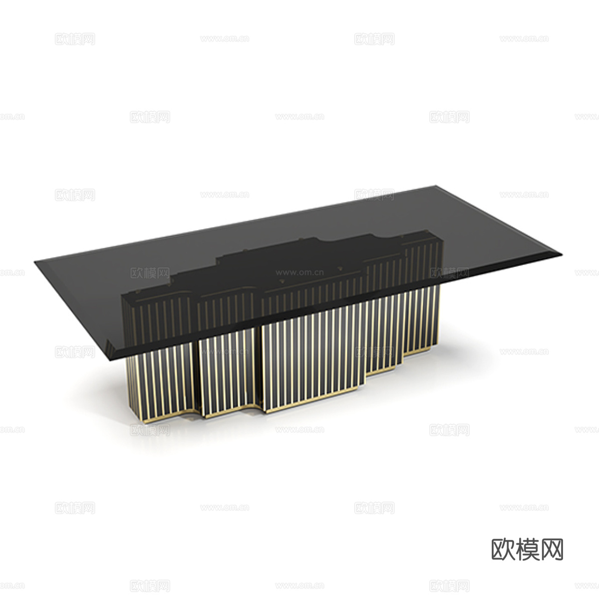 现代意式轻奢金属玻璃餐桌3d模型