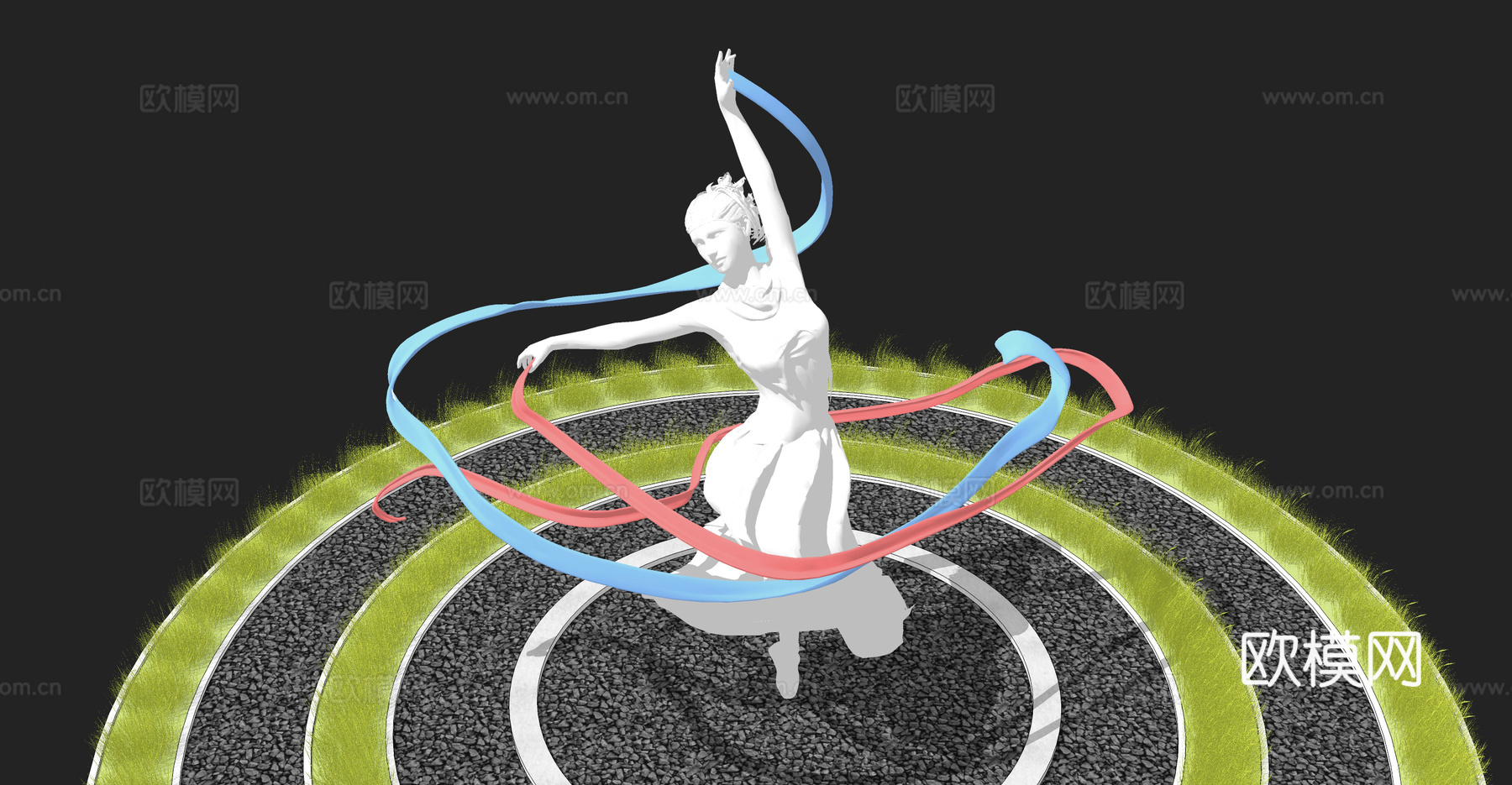 现代舞女雕塑小品su模型下载
