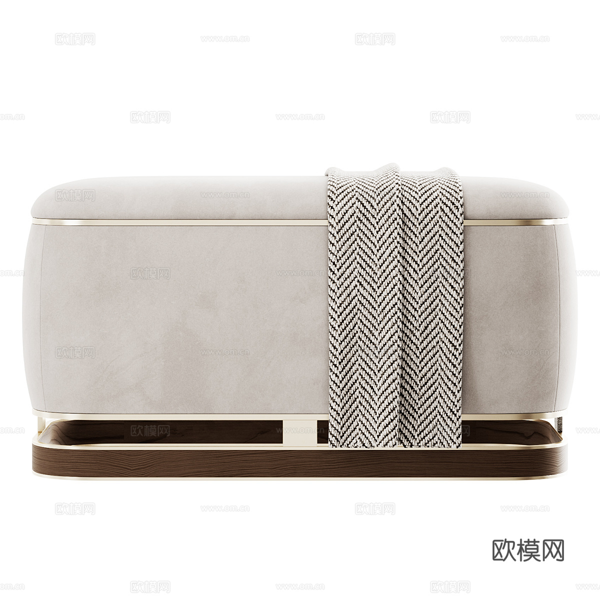 新中式轻奢布艺脚踏 沙发凳 换鞋凳3d模型