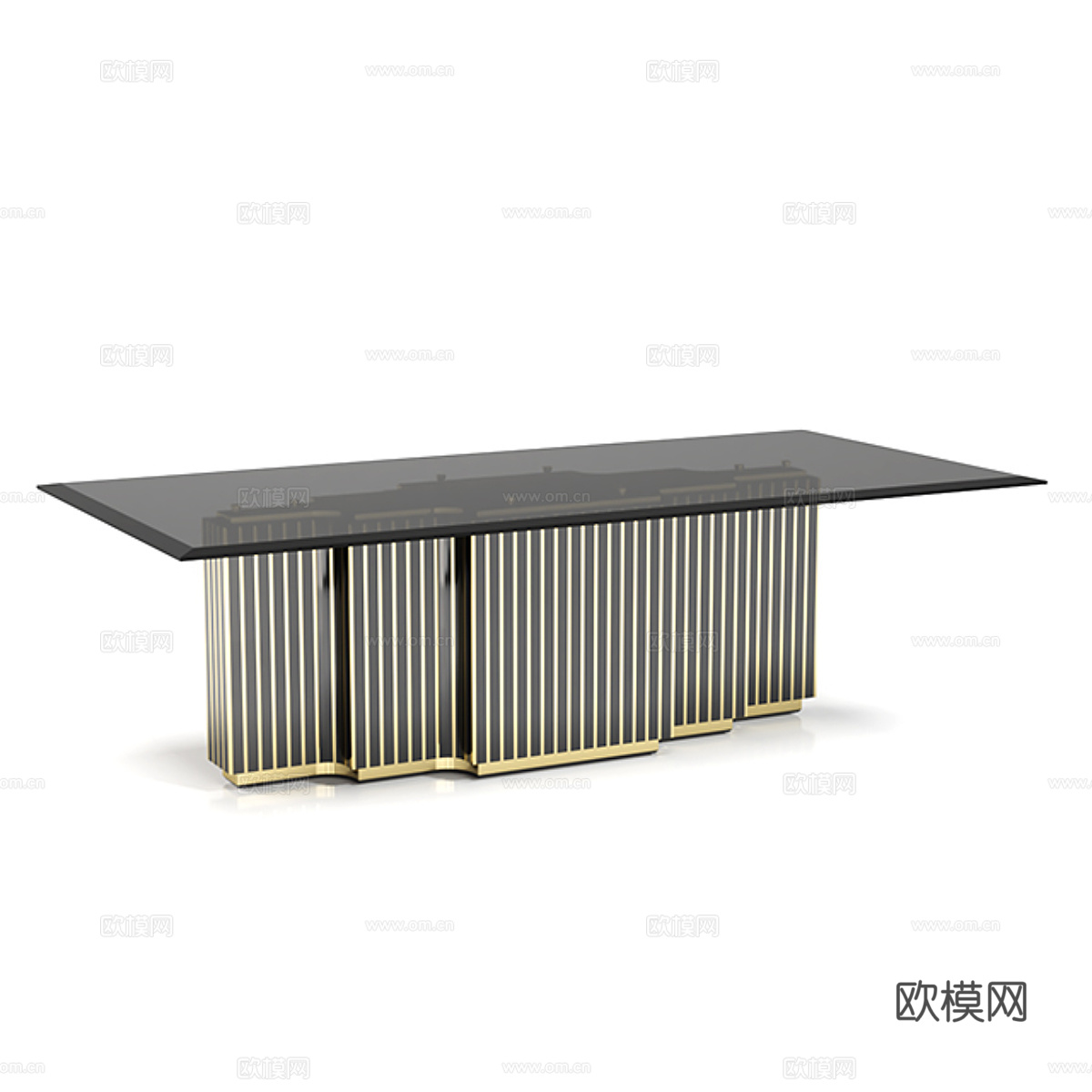 现代意式轻奢金属玻璃餐桌3d模型