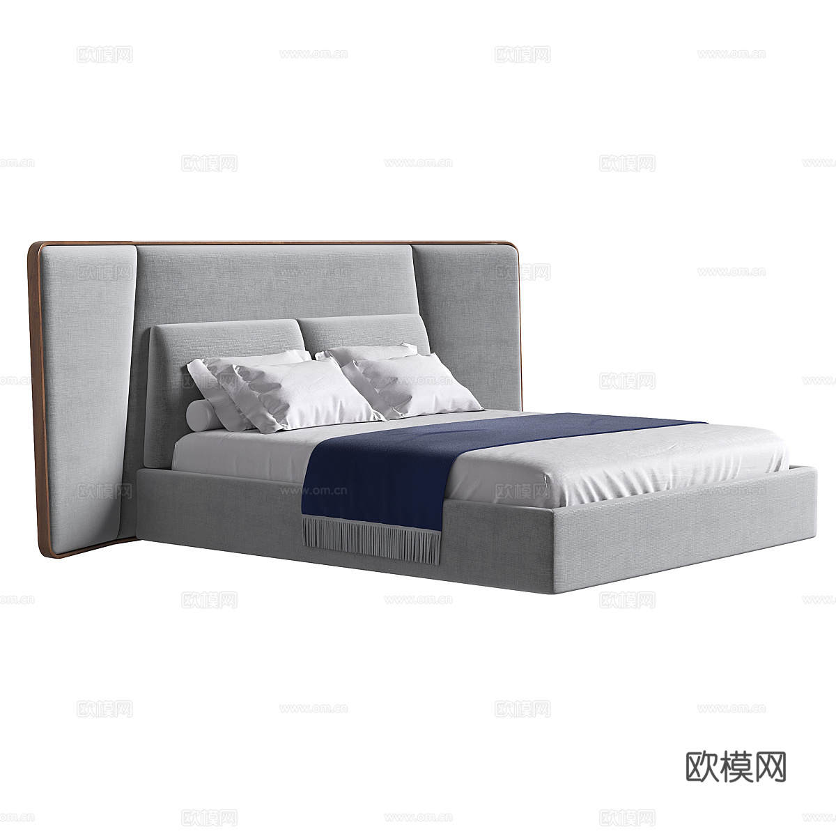现代简约双人床 双人床 简约床 卧室床 抱枕3d模型